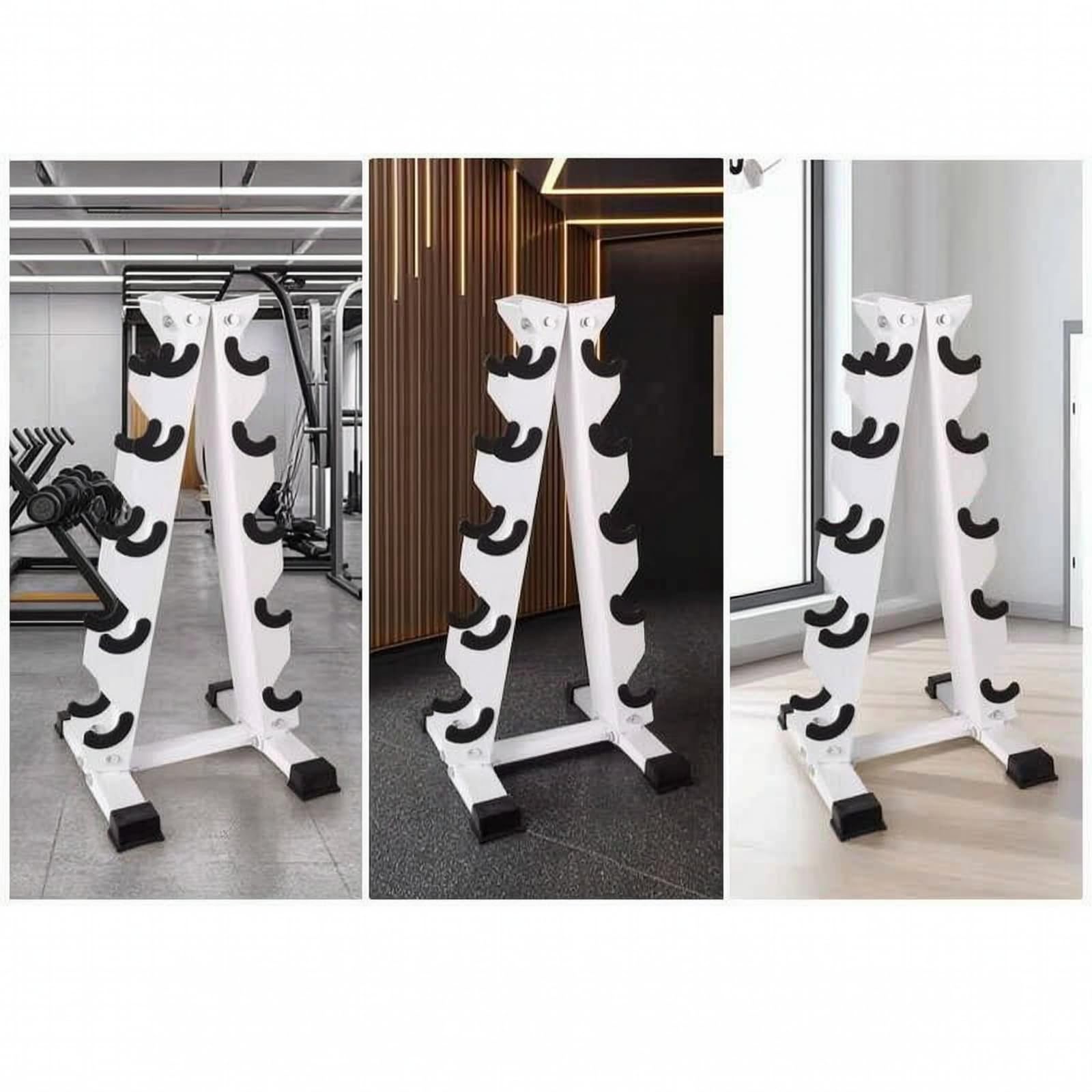 Milageto Porta Manubri a Telaio A Salvaspazio Rastrelliera con 5 Livelli Multilivello Supporto per Sportivi, Home Gym