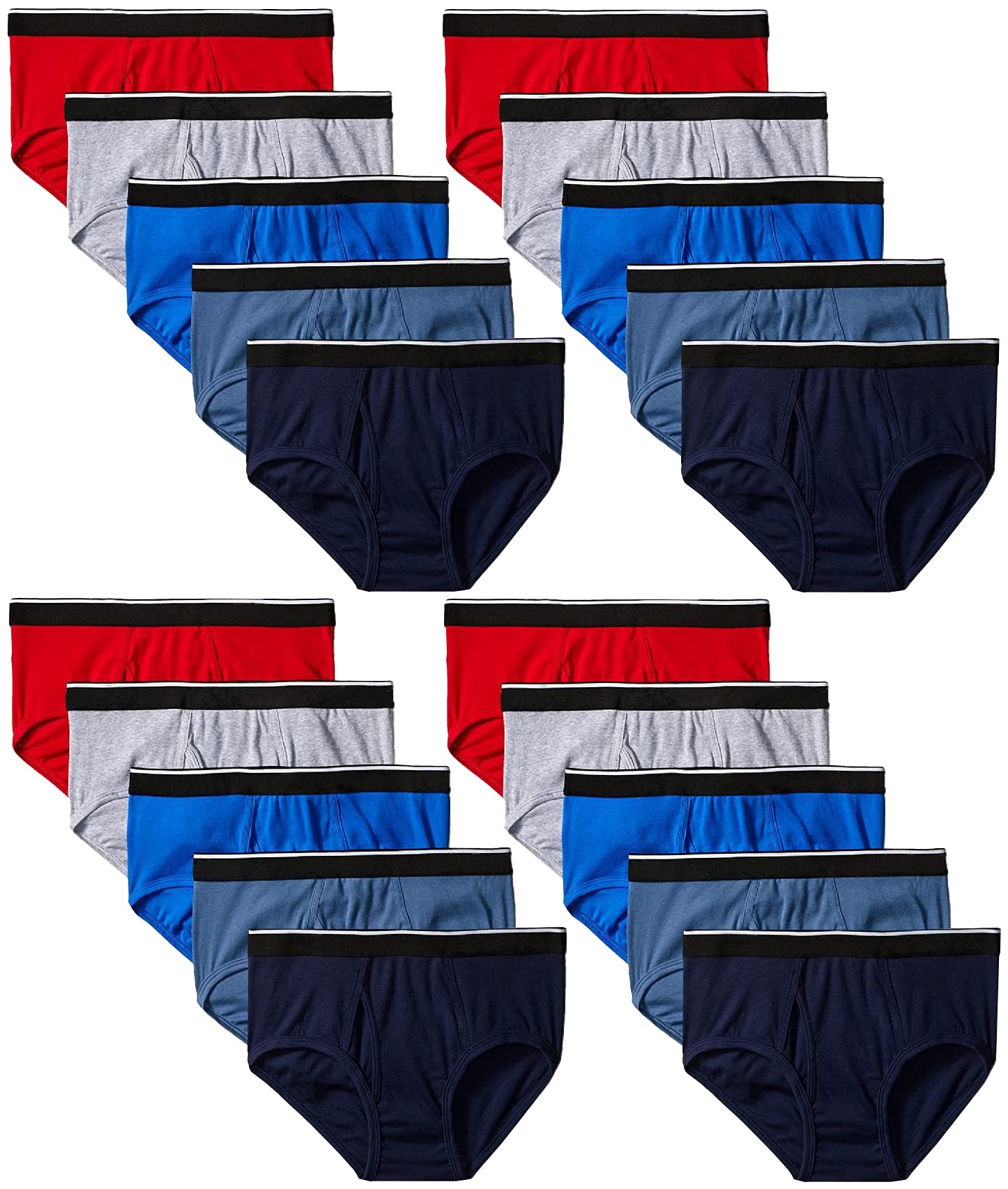 BILLIONHATSMens Cotton Briefs - Size 2X Only - Bulk for Homeless Shelters and Donations, Assorted Colors Wholesale Underwear Men