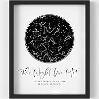 Vista 9 de Personalized Star Map With Specific Dates & Place - Custom Constellation Map Print, Unframed- Special Occasion Star Chart Wall Art- Great Black
