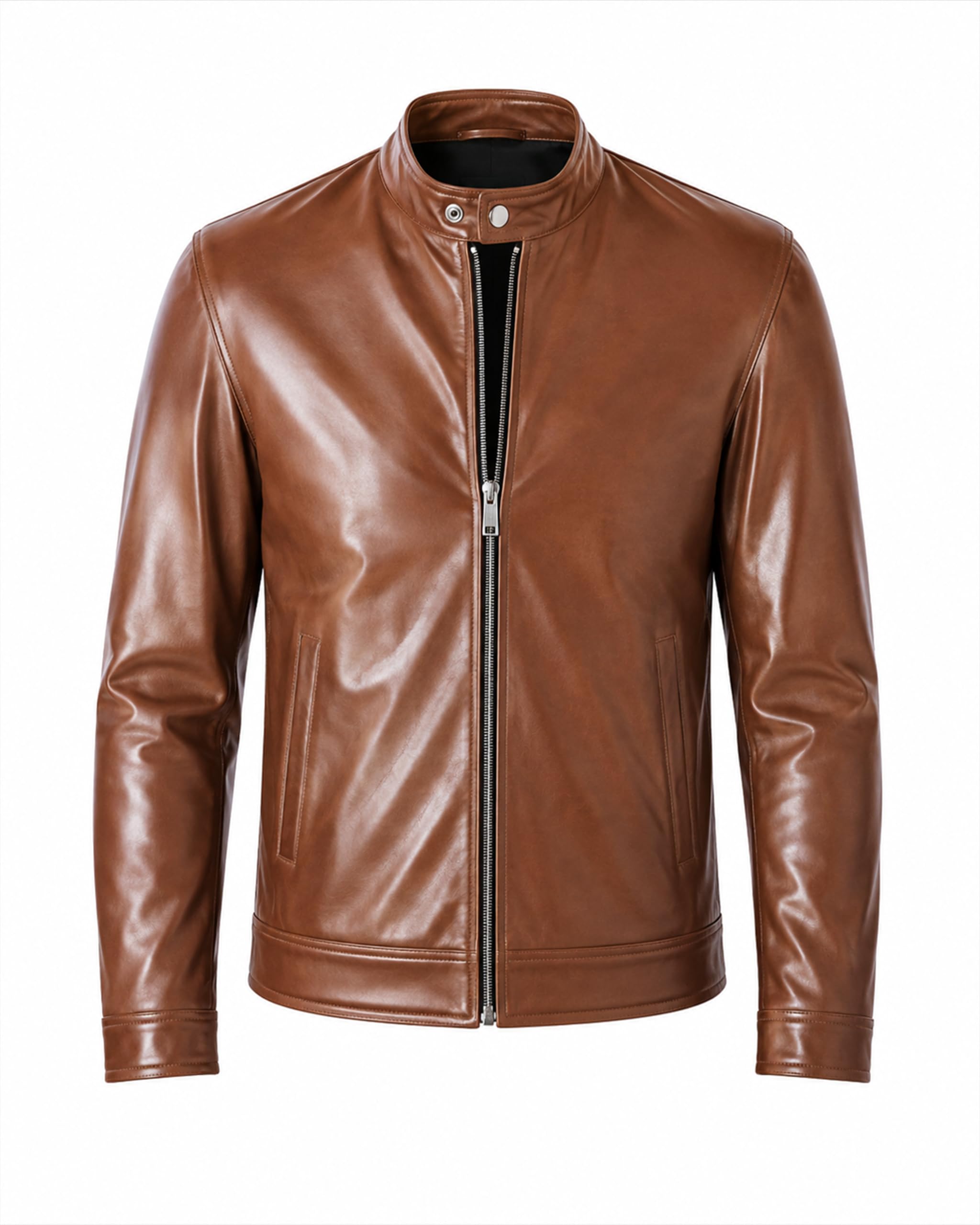 Lambskin Leather Jacket Men - Single Piece Front Casual Men’s Jacket