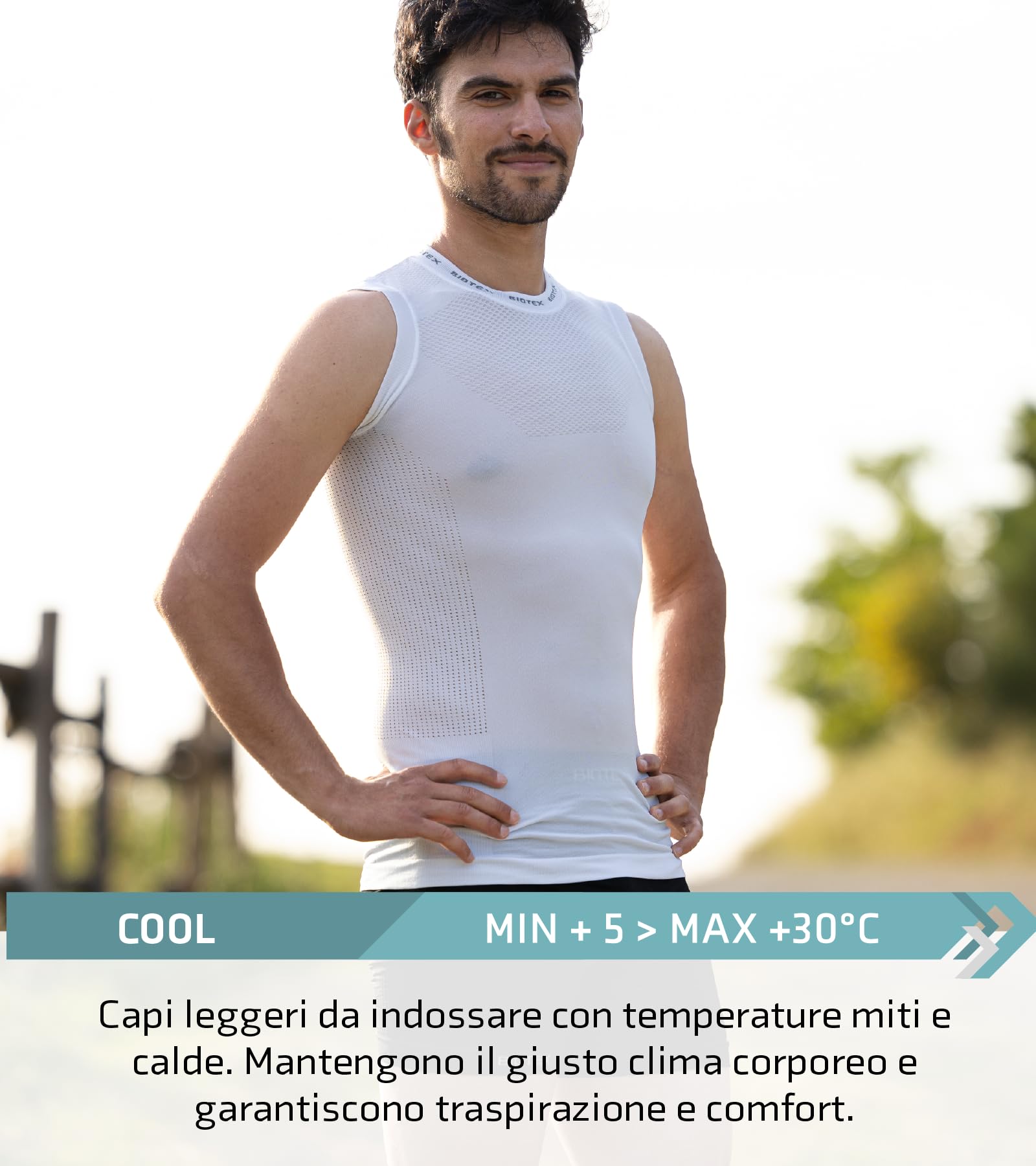 BIOTEX Canotta Fresh Traspirante Unisex per Ciclismo e Running, Intimo Tecnico Sportivo Ideale per L'Estate
