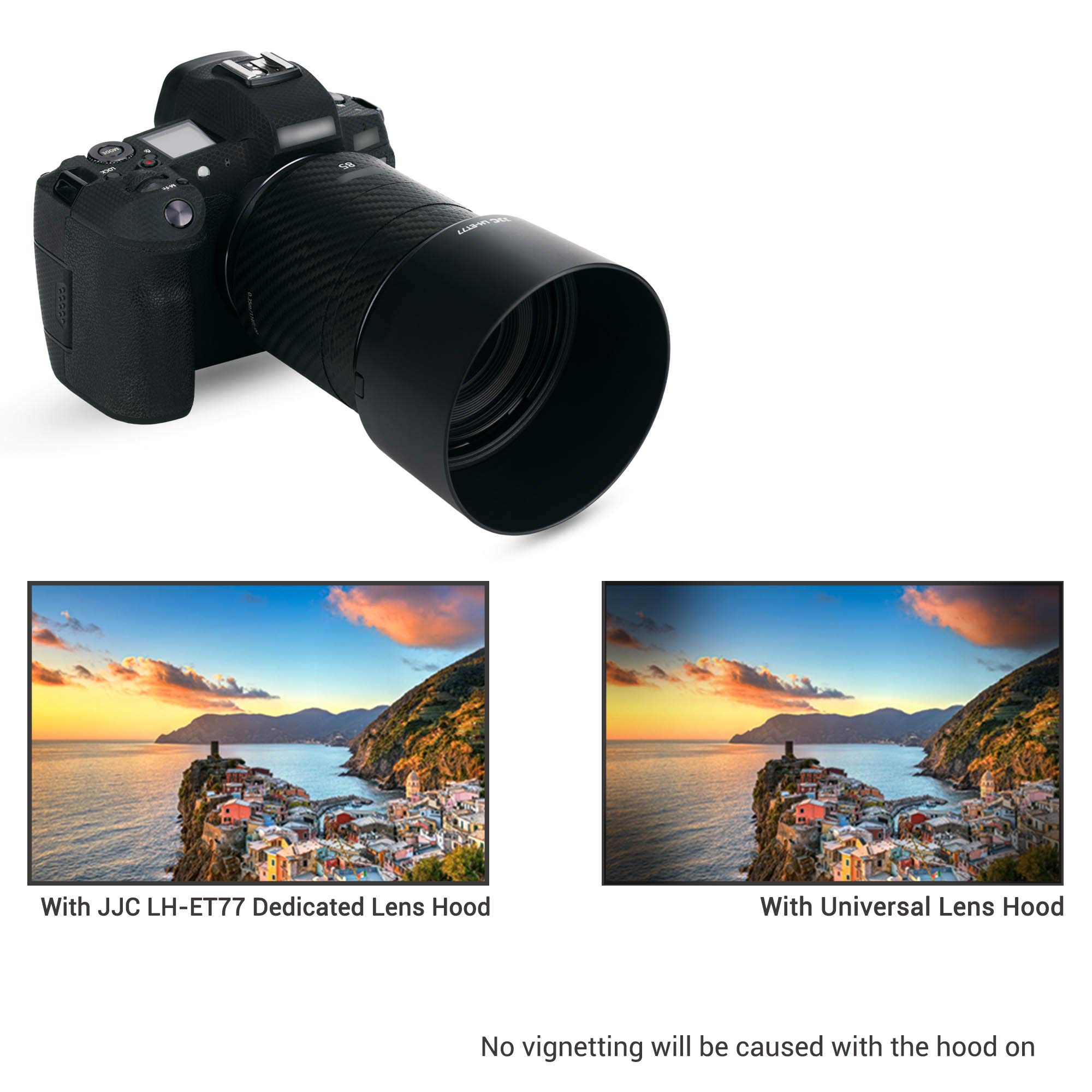 JJC Paraluce a baionetta per obiettivo Canon RF 85 mm f/2 Macro IS STM su fotocamera DSLR Canon EOS R R5 R6 RP – sostituisce il paraluce Canon ET-77 DSLR Fotografia fotografica