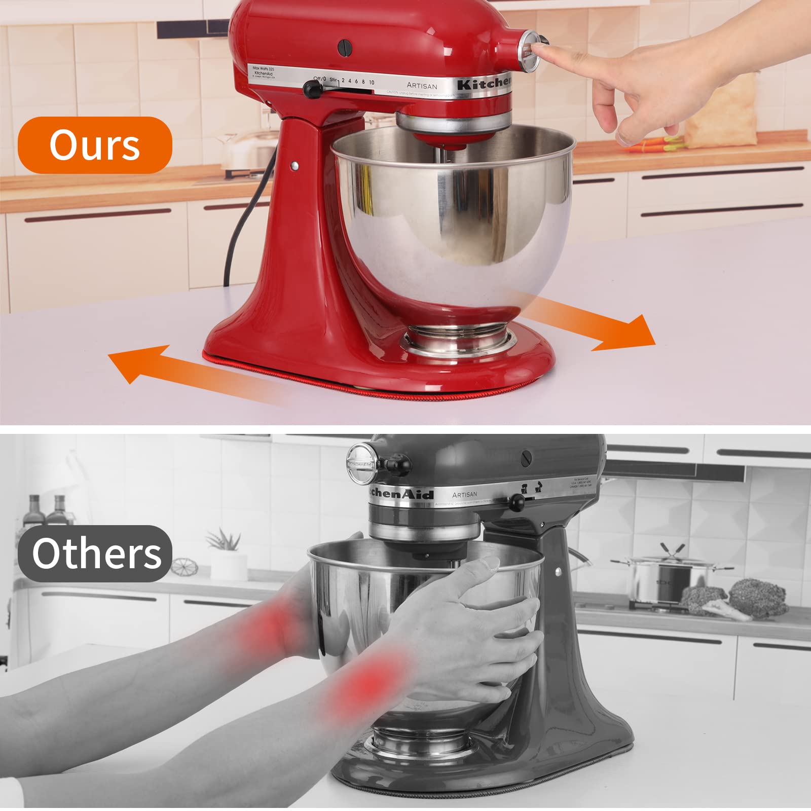 Podkładka suwna do miksera KitchenAid, Gdrtwwh Podkładka do przesuwania miksera Akcesoria kuchenne Kompatybilne z mikserem stojącym KitchenAid 4,5-5 Qt z głowicą obrotową, mikserem KitchenAid Artisan
