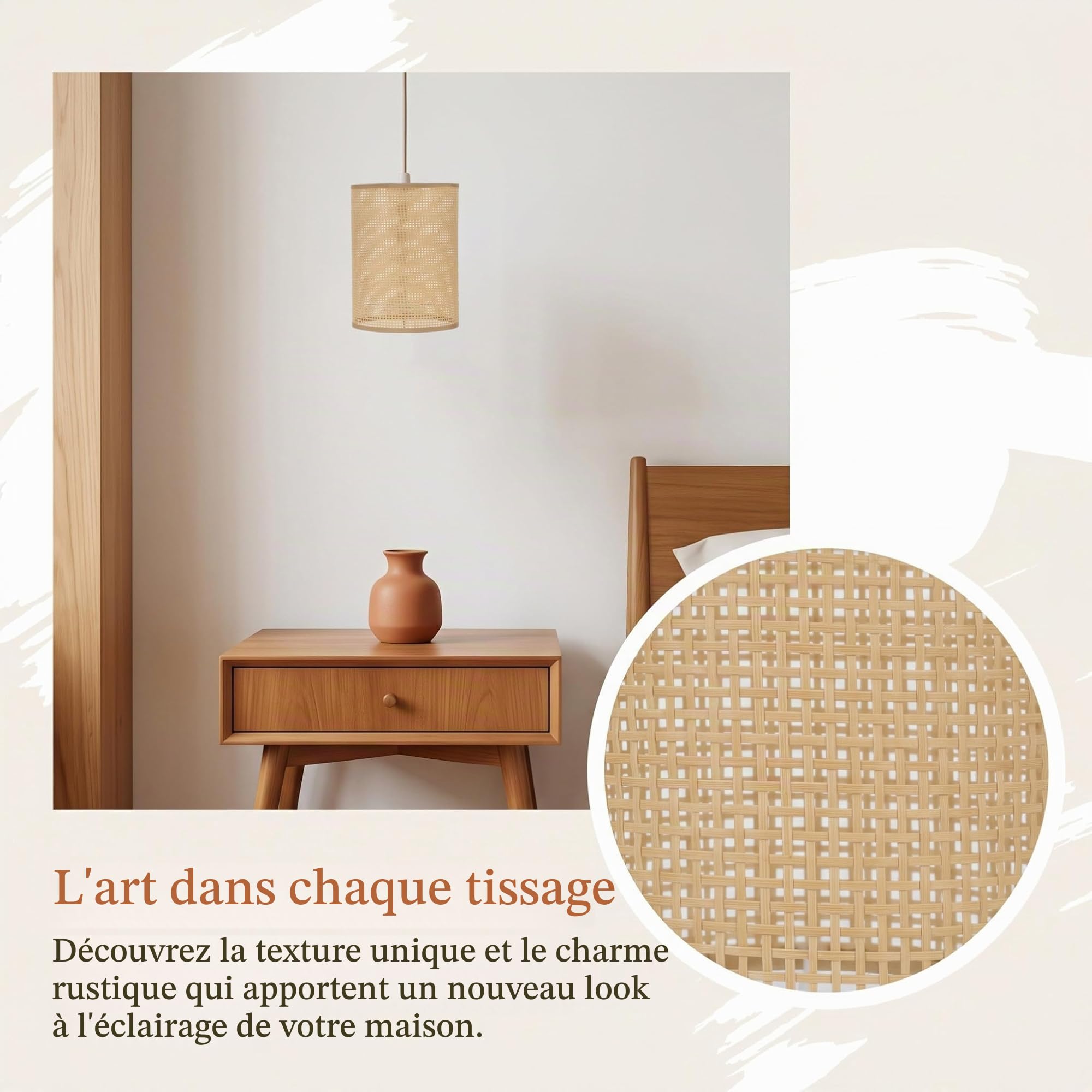 Holibanna Abat-Jour En Rotin Tissé Pour Lampe Sur Pied Et Plafonnier 8.07X5.51In Ombre De Lampe Rustique Polyvalente Pour Salon Salle De Bain Décoration Intérieure