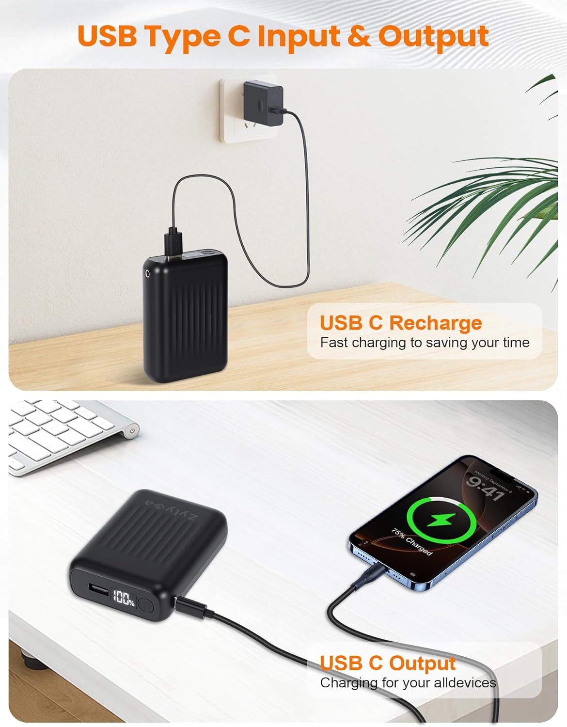 Heated Vest Battery Pack Replacement 18400mAh – 7.4V/5V Power Bank with LED Display, Only for 7.4V Heated Apparel with DC 4.0mm Plug, Not for 12V Gear