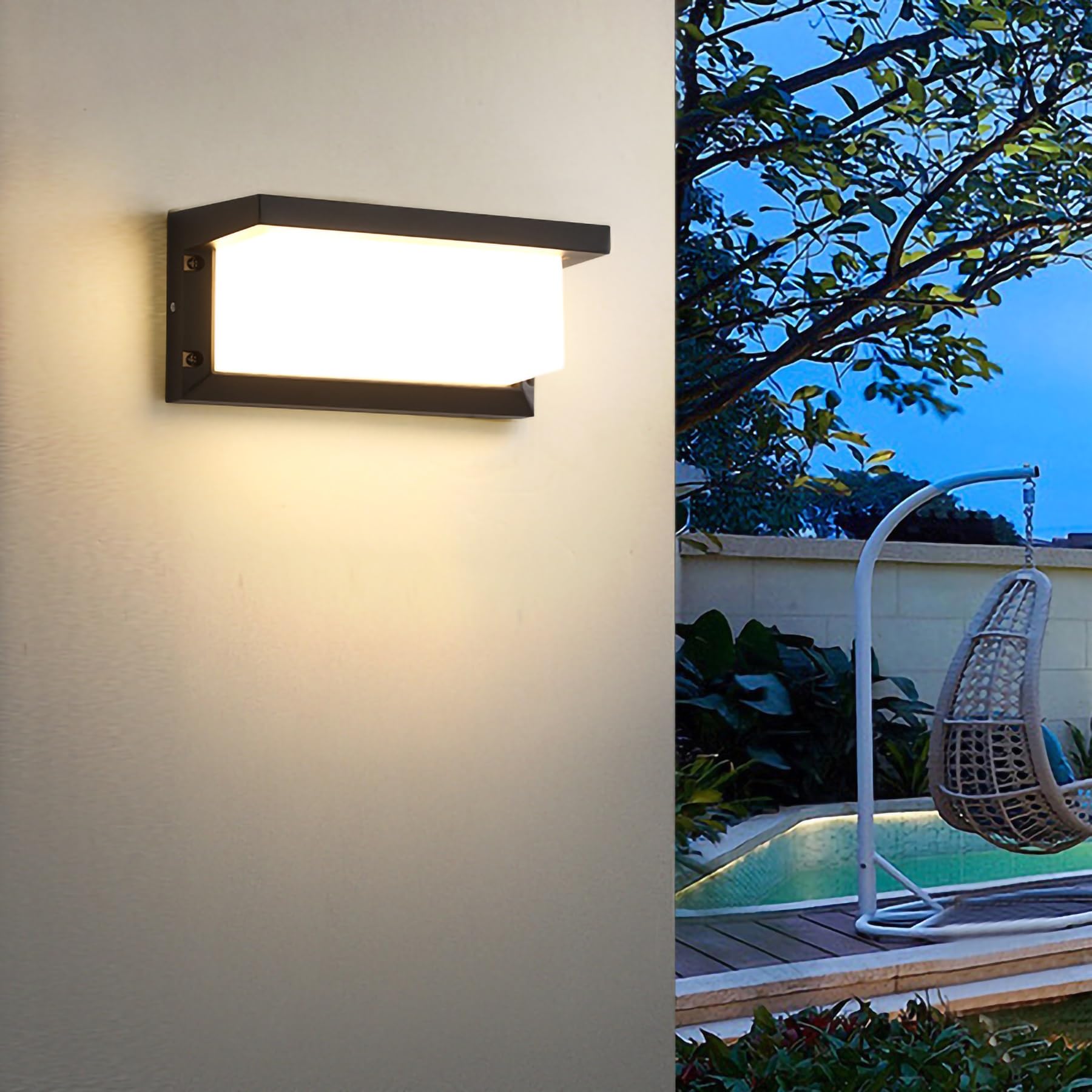 IP65 apliques de pared solares exteriores impermeables LED moderno aplique de pared de aluminio, luz blanca cálida tira larga luz de inducción de pared para pasillo/pasillo (color: blanco, tamaño: 4W)