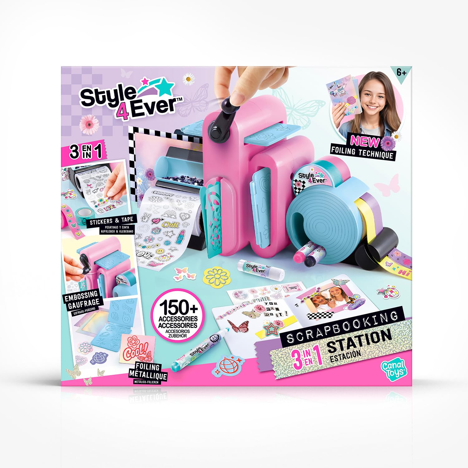 Canal Toys Style 4 Ever Scrapbooking 3 in 1 Station - Customise Your Notebook - 150+ DIY Accessories Included, Hours of Creativity, Embossing and Stickers Factory - from Age 6 - OFG 275