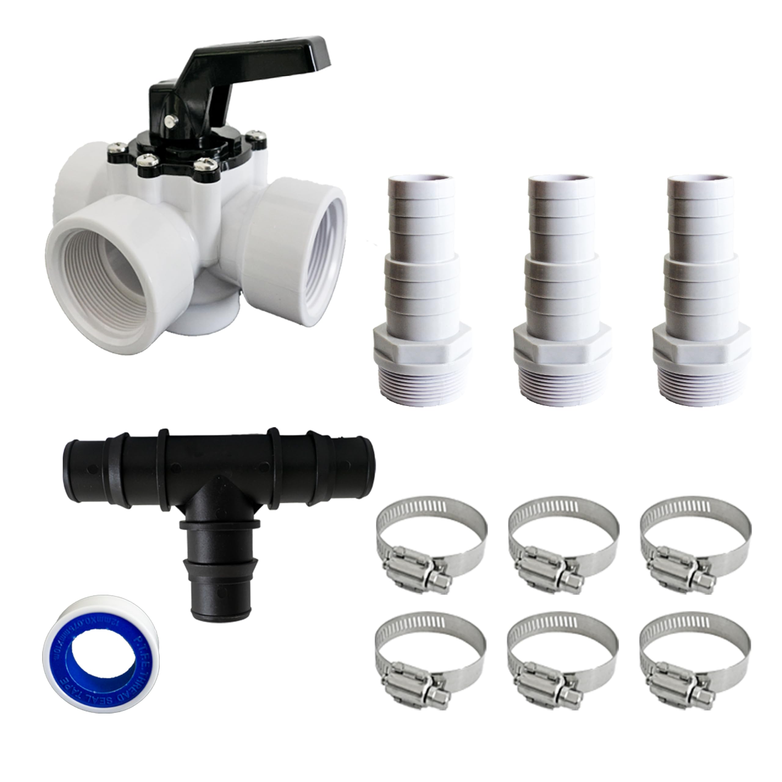 Bypass Set Pool Adapter für Poolheizung Schlauchanschluss 32mm 38mm