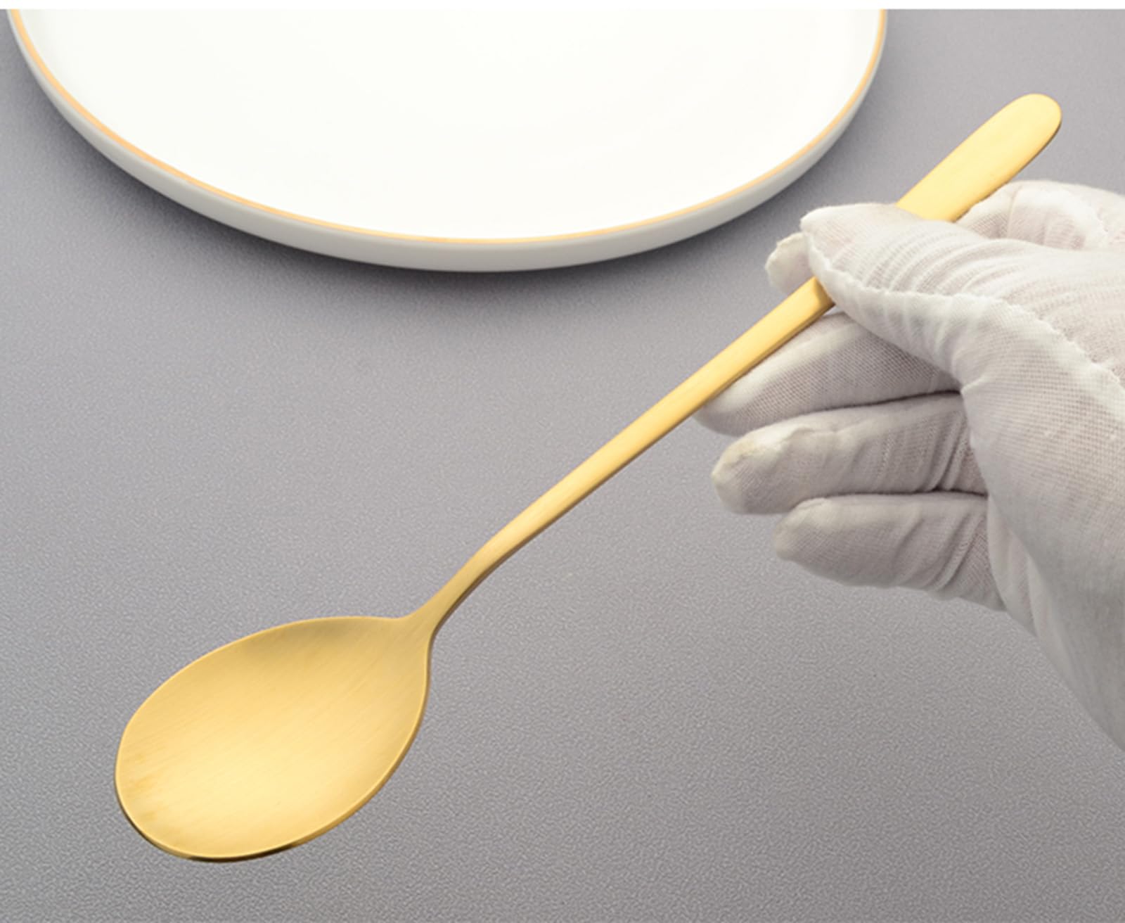 Cuillère à soupe en cuivre 100 % pur forgé artificiellement de 20 cm, convient pour la maison, les restaurants, les desserts, les gâteaux, la crème glacée (20 cm)