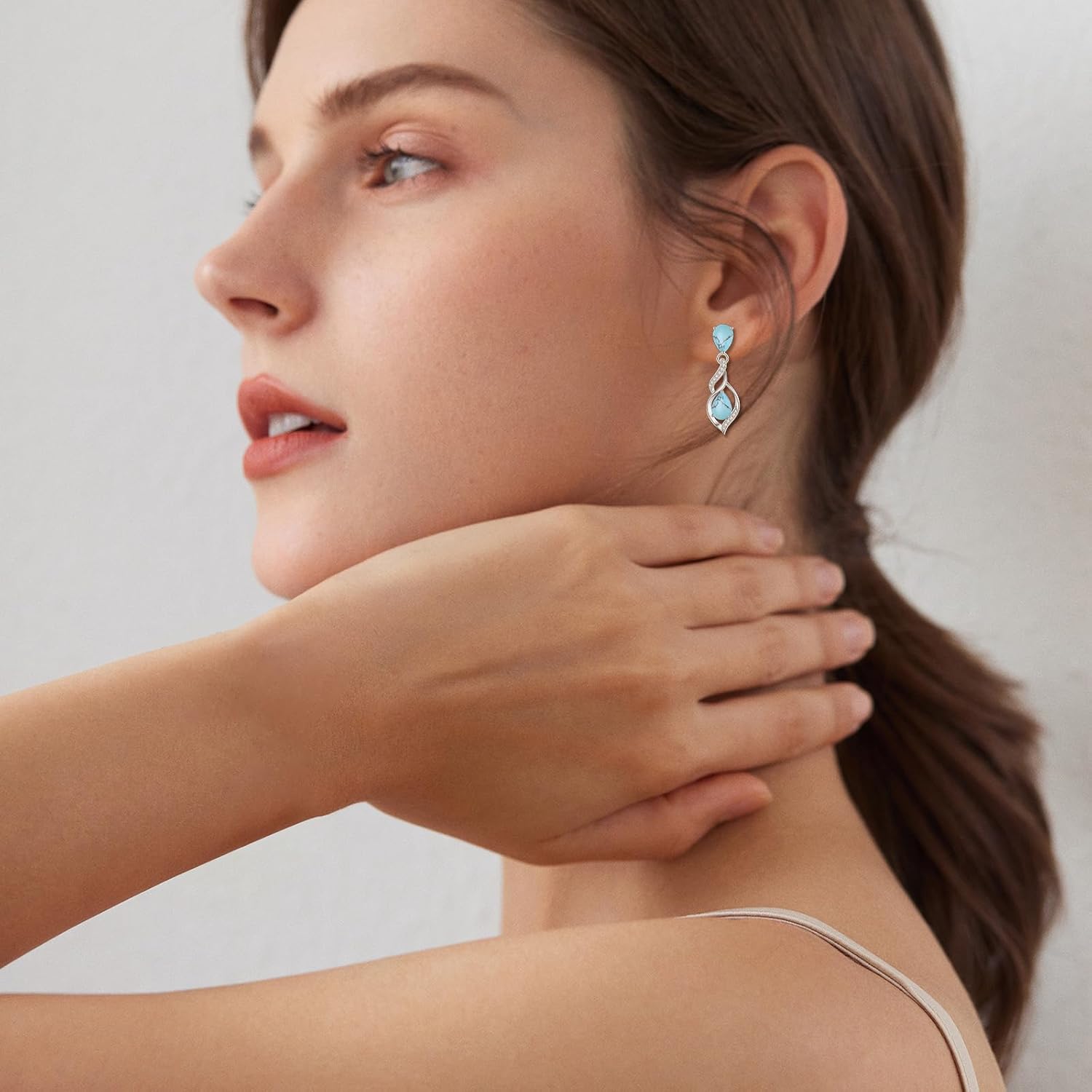 FANCIME Gift for Women Birthstone Earrings for Her Teardrop Birthstone Earrings S925 Sterling Silver infinity Love Birthday Gifts for Mom Women - Image 4