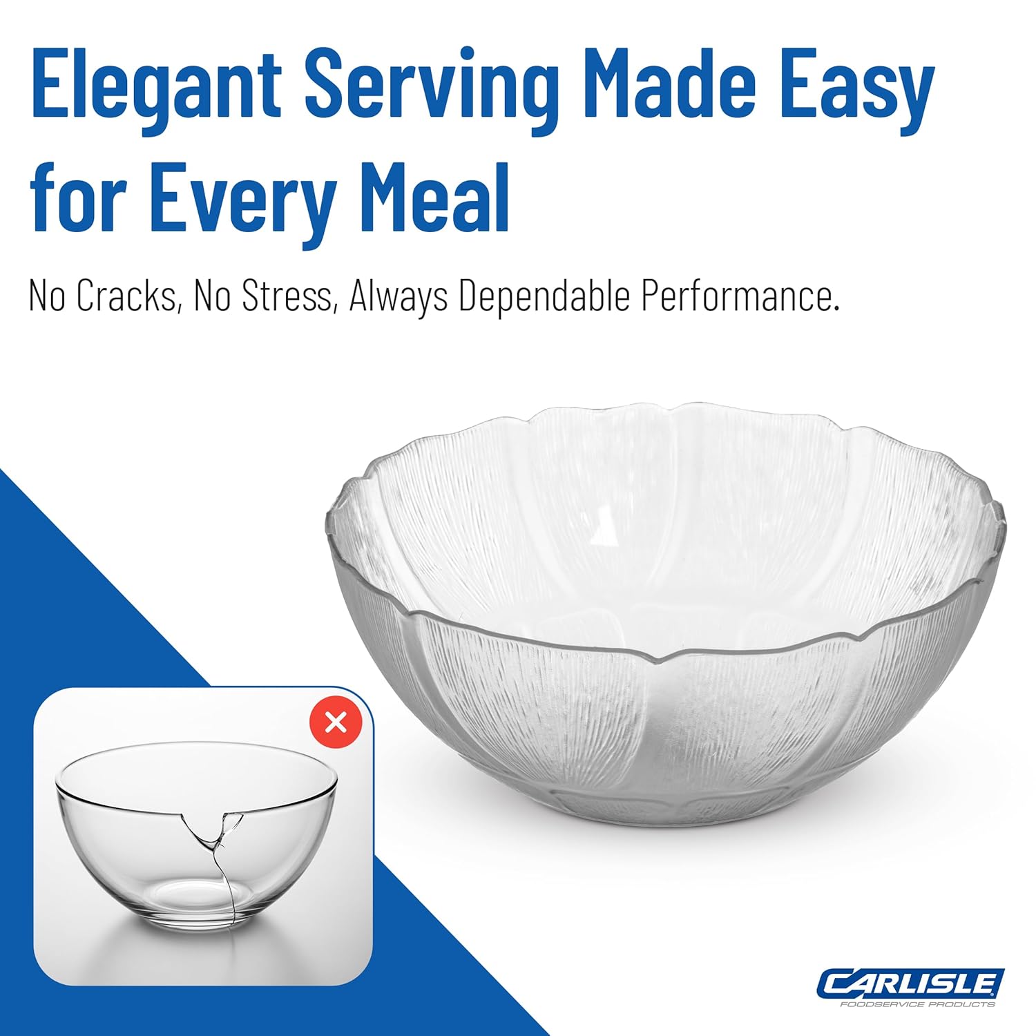 Carlisle FoodService Products Petal Mist Plastic Bowl, 9 Inch Diameter for Catering, Buffets, Restaurants, Polycarbonate (Pc), 2.4 Quarts, Clear, (Pack of 12)