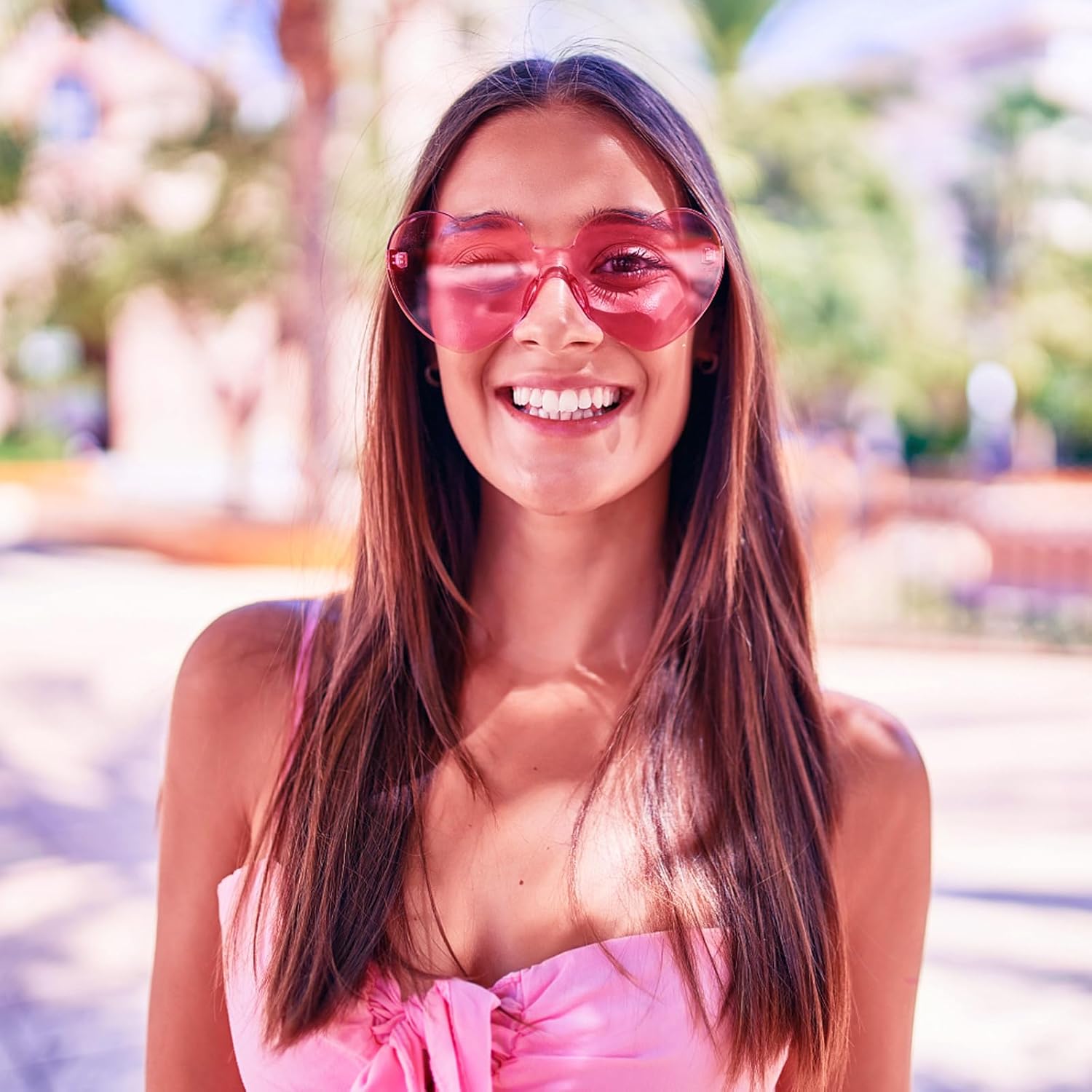 Matcheck 18/45 Pack Mixed Style Rimless Sunglasses Bulk Transparent Candy Mixed Color Glasses Clear Party Eyewear for Women - Image 2