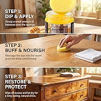 Vista 3 de CARGEN Pulidor de cera de abejas para muebles, cera de abeja para muebles de madera, cera de madera para mesa de comedor, puertas de suelo, sillas