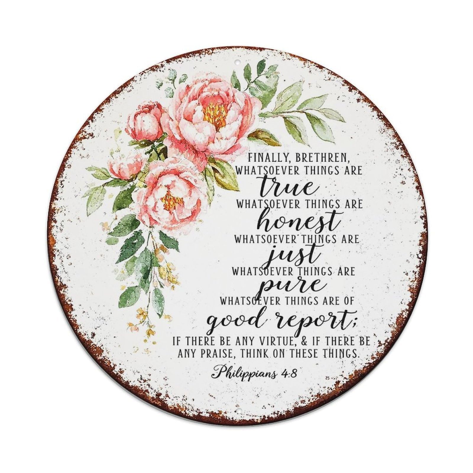 Jdyansheng Vintage Floral Bible Verse Decorative Sign Tin Sign Metal Poster Metal Signs For Home Man Cave Bar Cafe Kitchen Laundry Room Wall Decorations 8X8 Inches