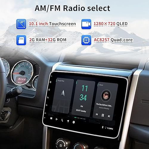 Miniatura 2 de 10.1 pulgadas universal Android 11 DIN estéreo de coche capacitivo ajustable IPS pantalla táctil 2G RAM + 32G ROM con unidad principal de navegación