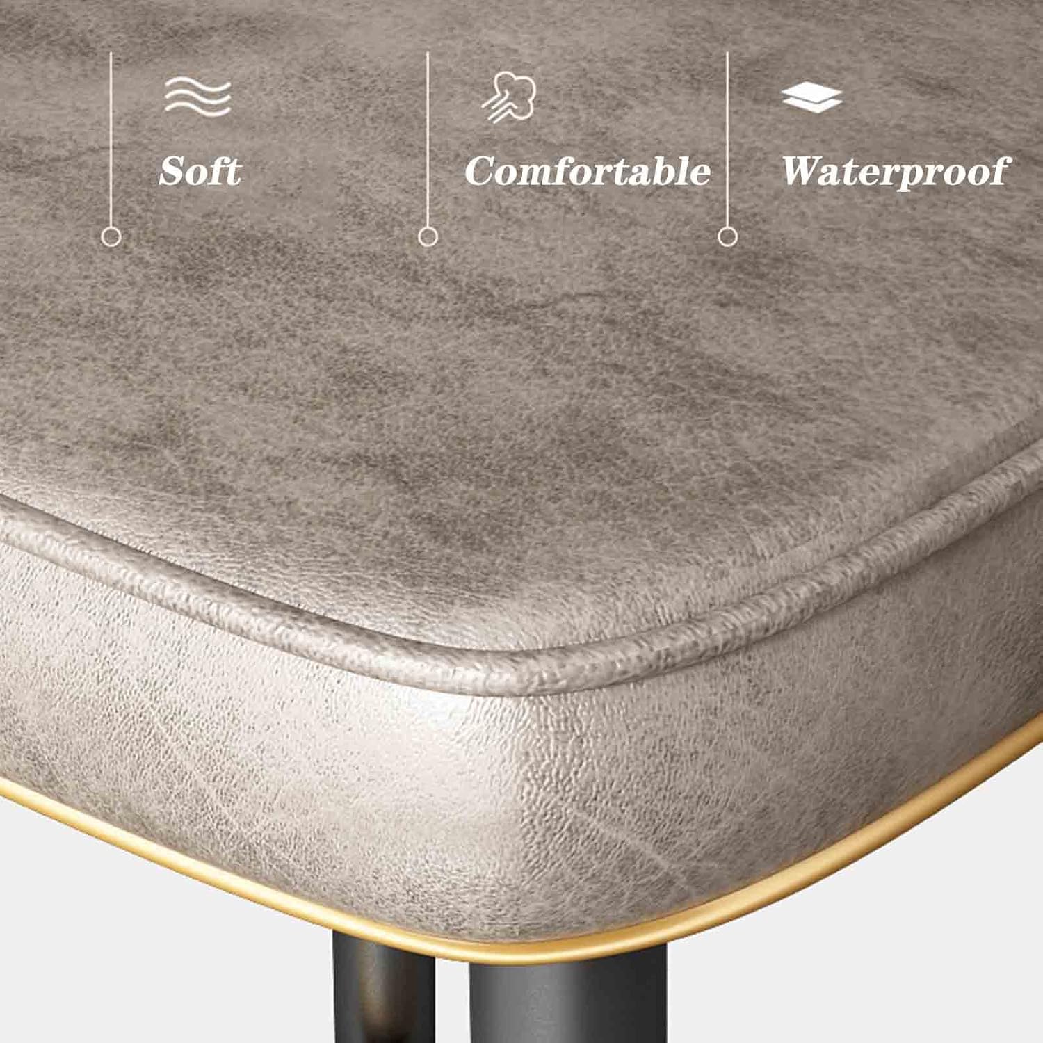 キッチンカウンタースツール背もたれハイチェア、オイルワックスレザーシート付きモダンキッチンオフィスレセプションバースツール、ゴールド 【ラウンドバースツールラバーウッドチェア】