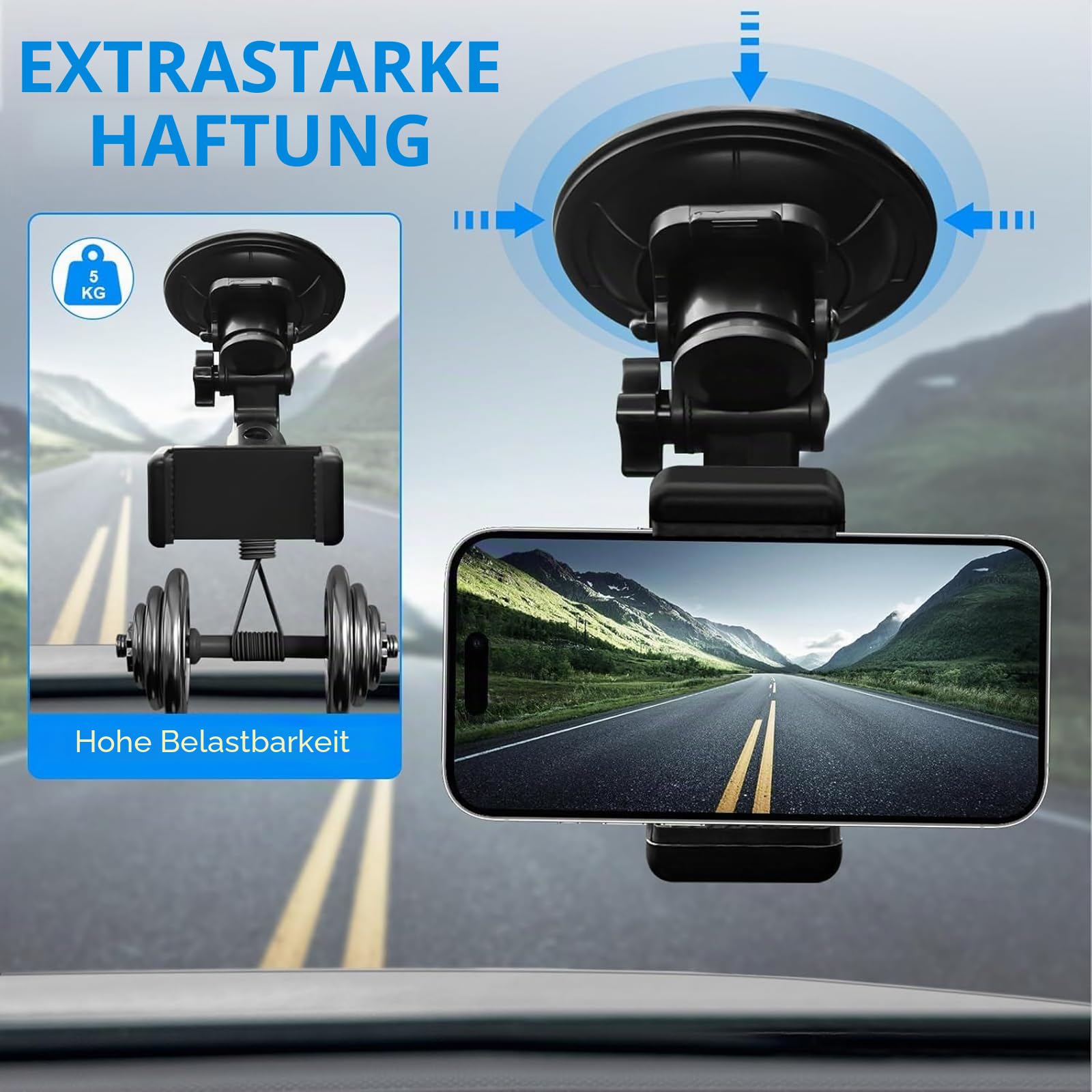 Saugnapfhalterung Kfz Kamera Dash Cam GPS Halterung für Gopro Heros, Osmo Action 5pro/4, SJCAM, Geekpro, VIRB Xe, Jagon Touch, insta360, Yi 4k & Handy für Vlogaufnahmen