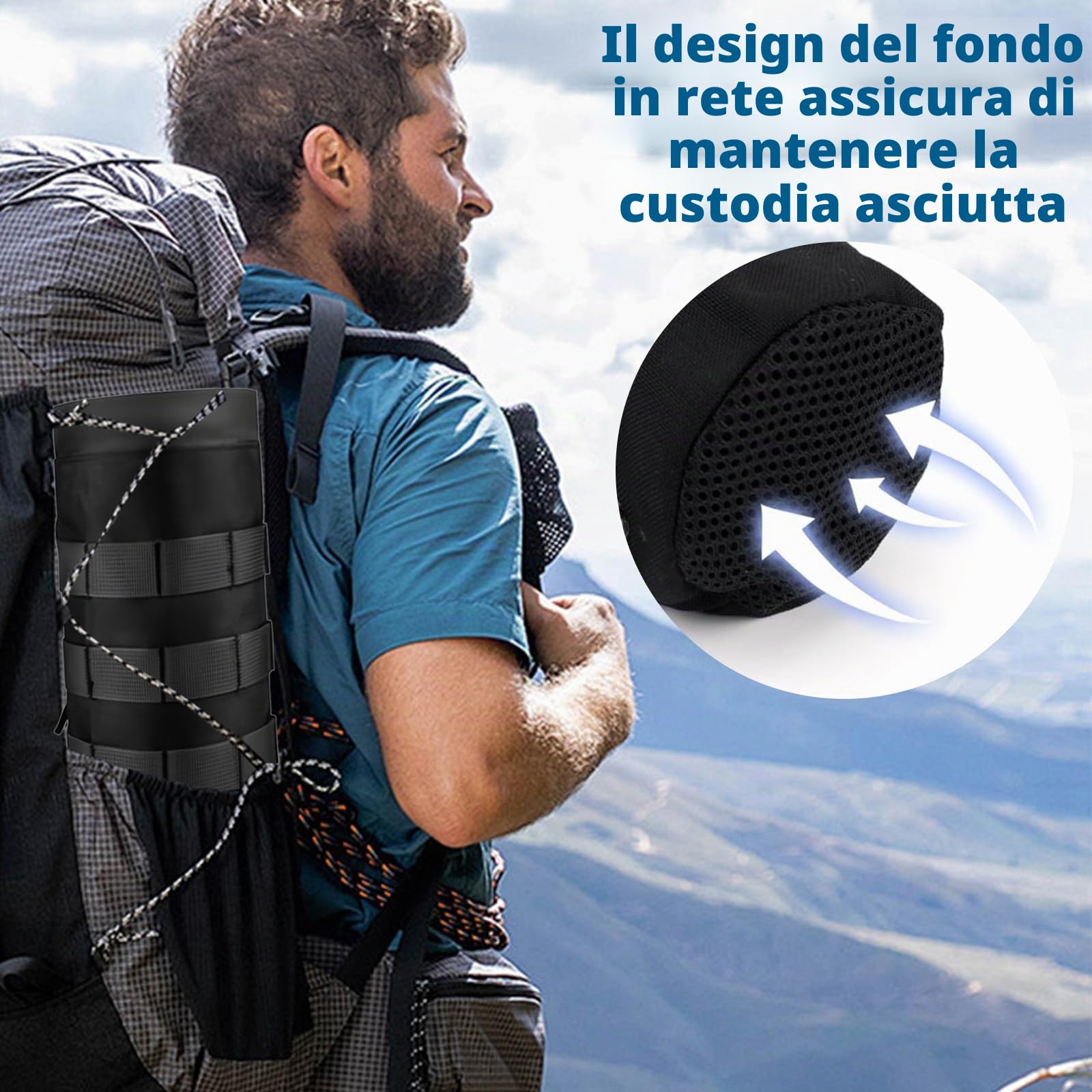 1000D Nylon Borsa per Borraccia Molle Militare Tattico a Prova di Perdite Porta Borraccia Zaino Tattico Portaborraccia,per Escursioni,Bicicletta,Sport All'Aria Aperta(Nero)
