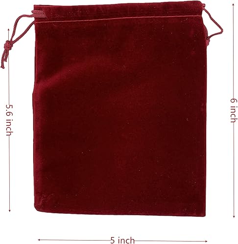 Miniatura 2 de Palmhomee Paquete de 24 bolsas de terciopelo con cordón para regalo, bolsa de terciopelo para joyas, bodas y fiestas (5 x 6 pulgadas, Bungundy)