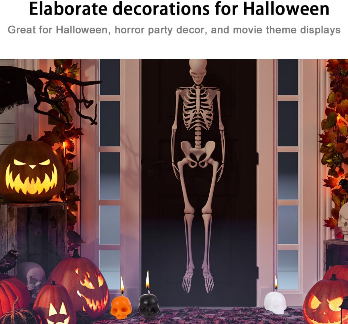 Halloween Candle 3pcs Paraffin Skull Head Horror Decorative