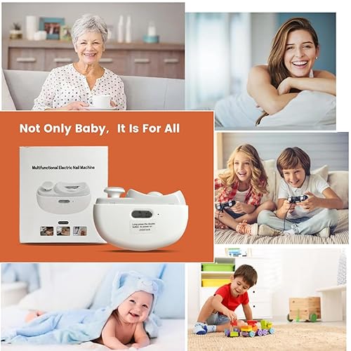 Miniatura 6 de Cortauñas eléctrico 2 en 1 automático con luz, cortaúñas para bebés, 2 velocidades, recargable por USB, recortador de uñas eléctrico para bebés,