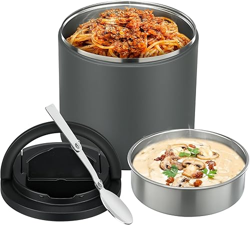Tarro de comida aislado de 40 onzas, adiós a derrames y comidas frías, termo hermético con tapa a prueba de fugas para alimentos calientes, termo de
