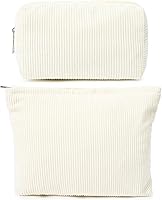 Vista 21 de SOIDRAM 2 Piezas Bolsa de Maquillaje Grande, Bolsa de Cosméticos a Cuadros de Gran Capacidad, Bolsa de Lona Mixta para Viaje, Bolsa Organizadora