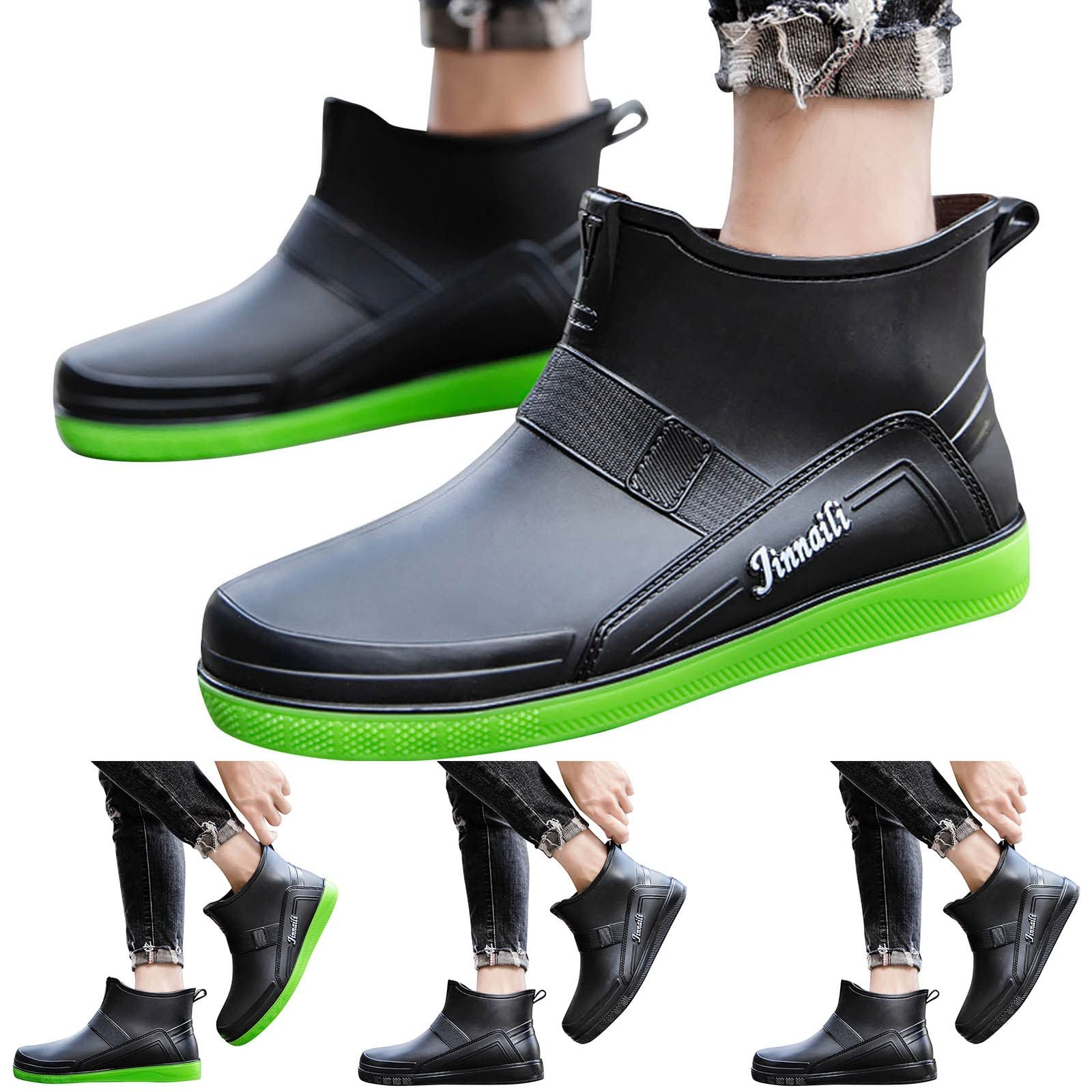 Botas de goma para hombre, botas de lluvia, impermeables, botines de goma, antideslizantes, para jardín, botas de lluvia, botas de tobillo, botas para lluvia, nieve, exteriores