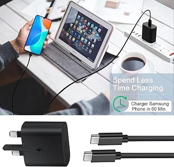 [25W] Samsung Galaxy Tablet Tab Charger Cord for Galaxy Tab A11/A11 Plus, S11, S10/S10 FE/, S9/S8/S7/S6, A9 Plus/A9/A8/A7/A7 Lite, Ultra, USB C for Beats Studio Earbuds Charging Cable Replacement 1.5M