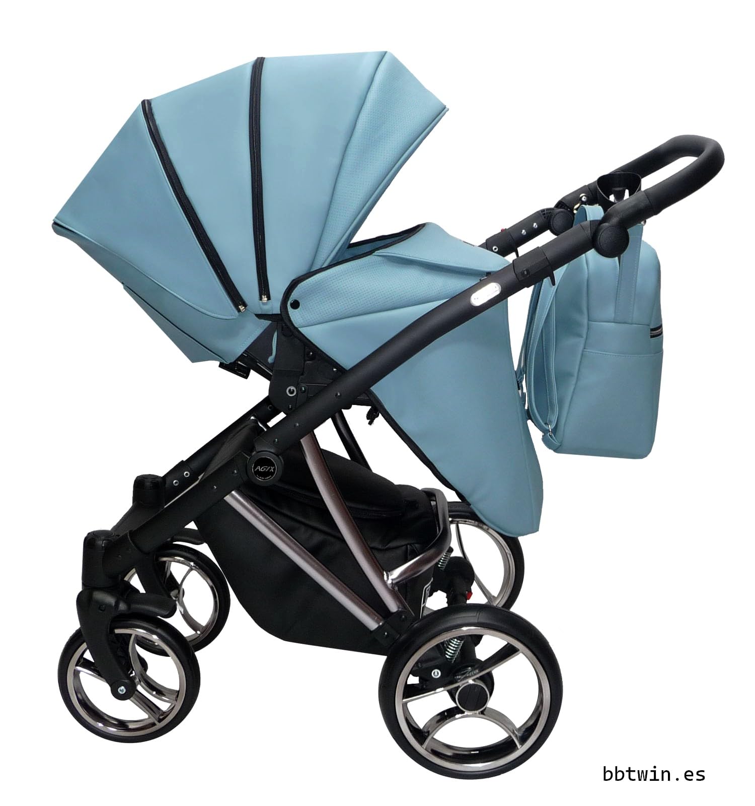 Passeggino AGIX 3in1 ecopelle i 3 pezzi e accessori. Passeggino trio Eco-pelle Sojan BBtwin (blue)
