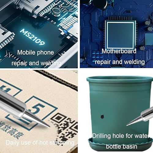 Miniatura 6 de Kit de soldador, soldador de 60 W con puntas de hierro intercambiables, soporte, tubo de soldadura, alambre de soldadura, pistola de soldadura de