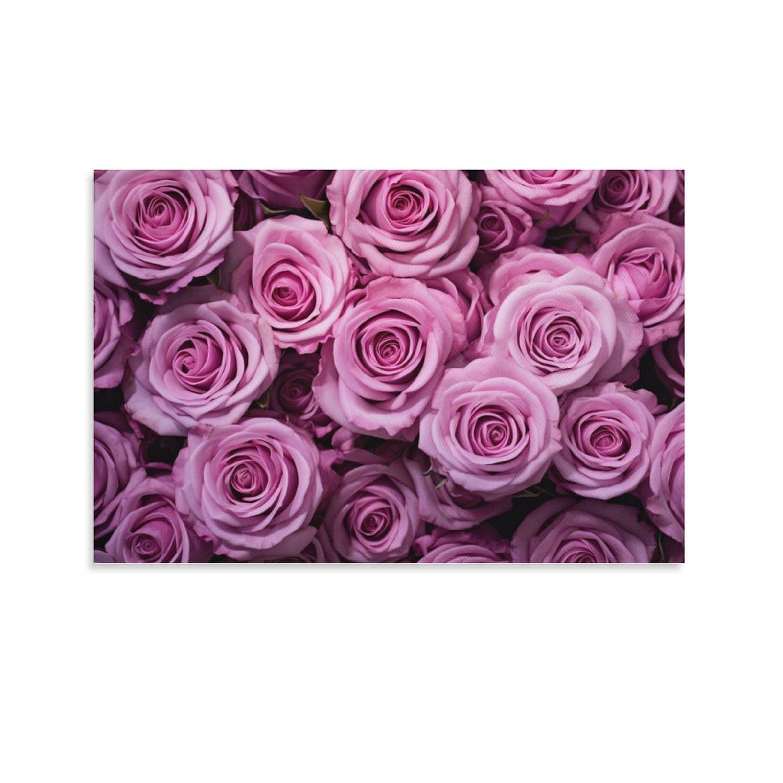 FOCCAR Canvas Wall Art Beautiful Flowers Wall Decorations For Living Room Modern Pink Rose Floral Hang Pictures Wall Artwork