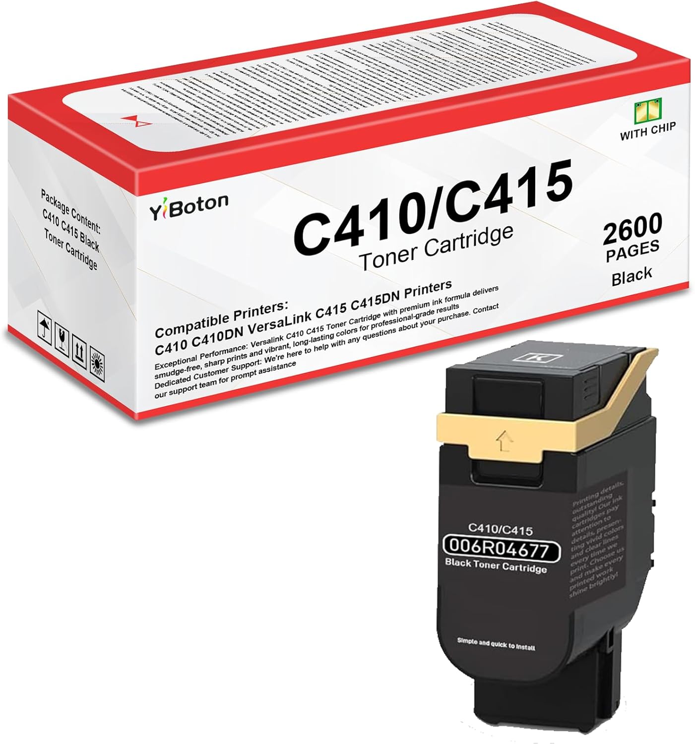 High Yield C410 C415 Black Toner Cartridge Replacement for Xerox 006R04677 - Compatible with Xerox C410 C410DN VersaLink C415 C415DN Printers