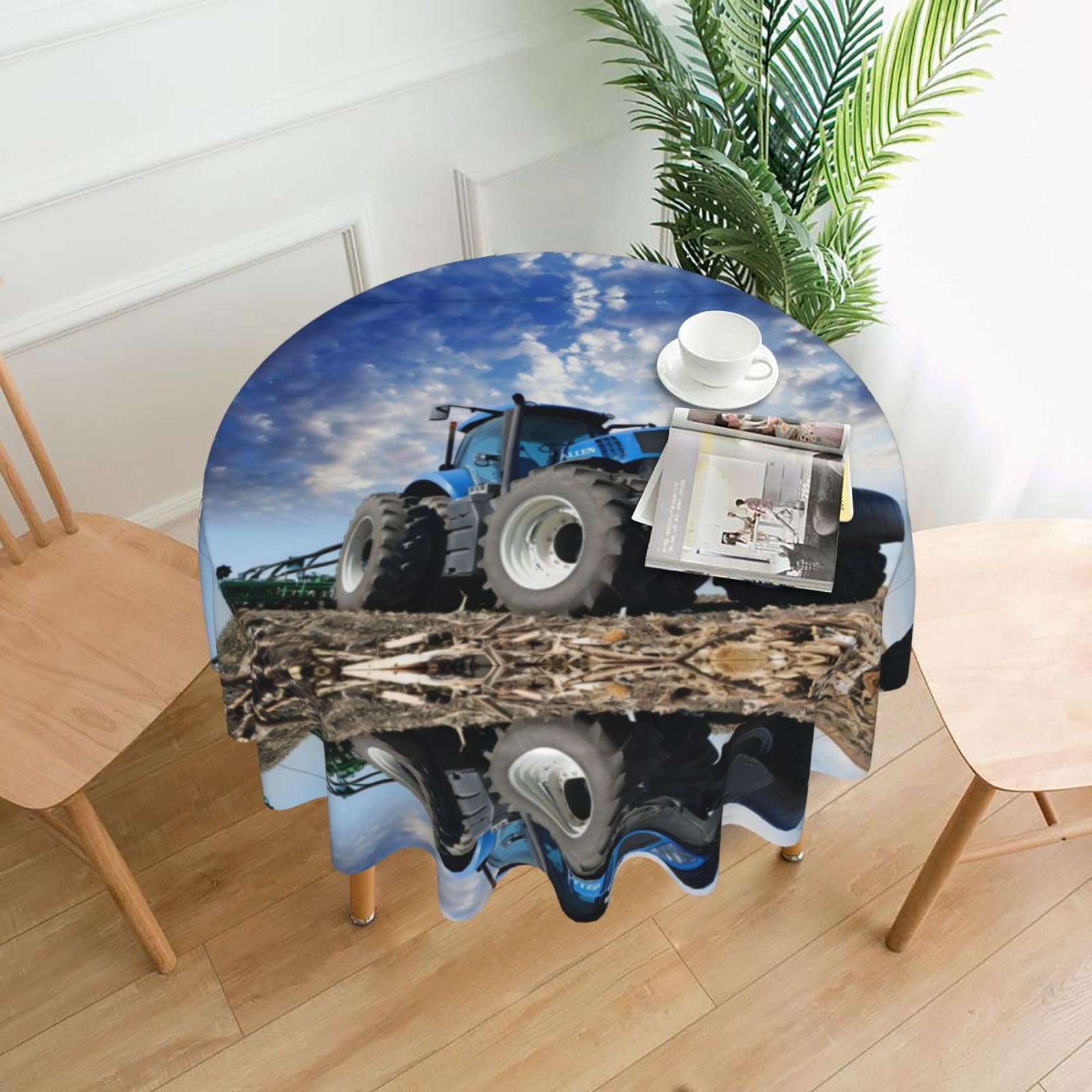 hhxvcv Farm Tractor Round Tablecloth – Dining Table Cover