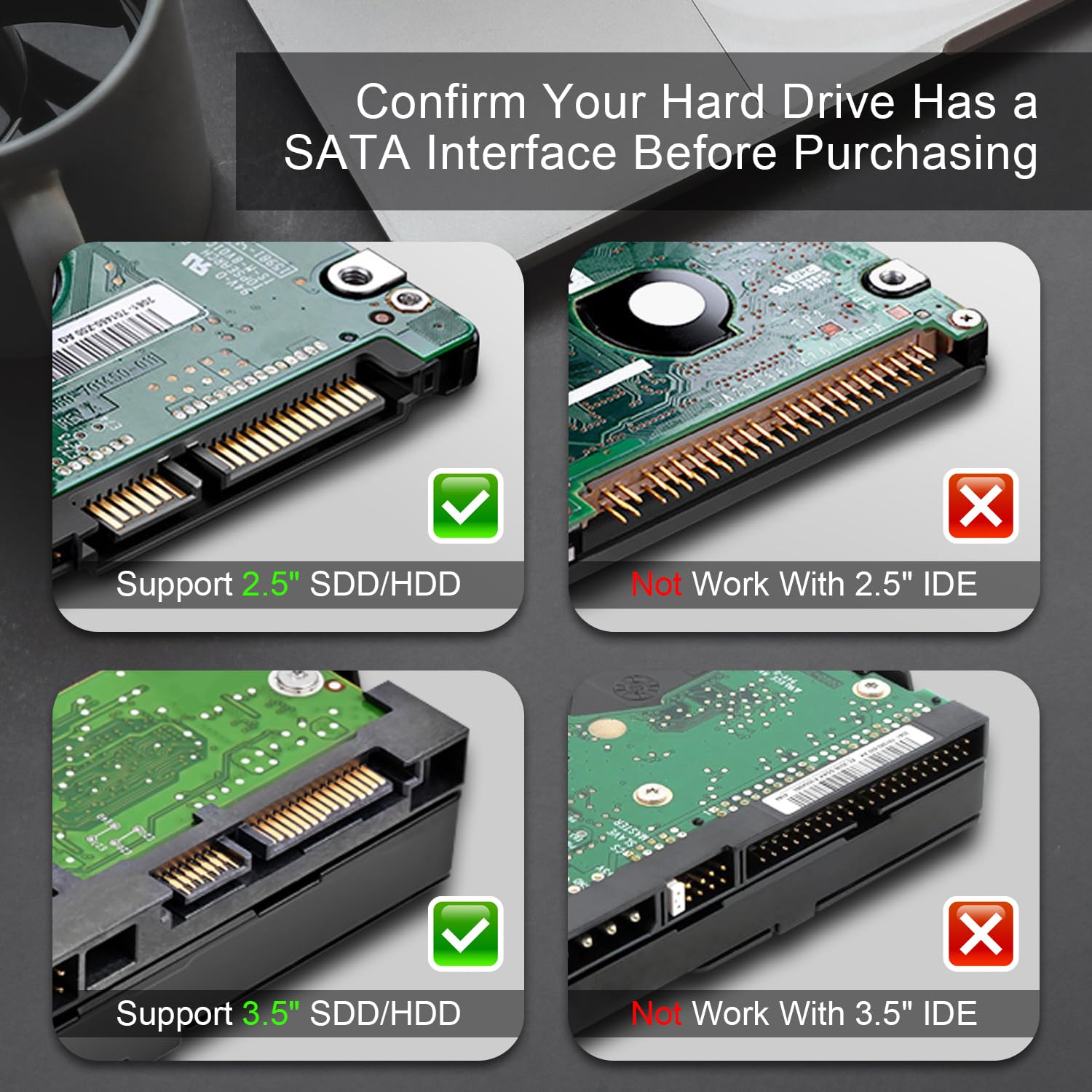 YEZriler SATA to USB 3.0 Adapter with Power Supply, SSD to USB Adapter External Hard Drive Cable Compatible with 2.5 3.5 Inch HDD/SSD Hard Drive Disk - UASP Support