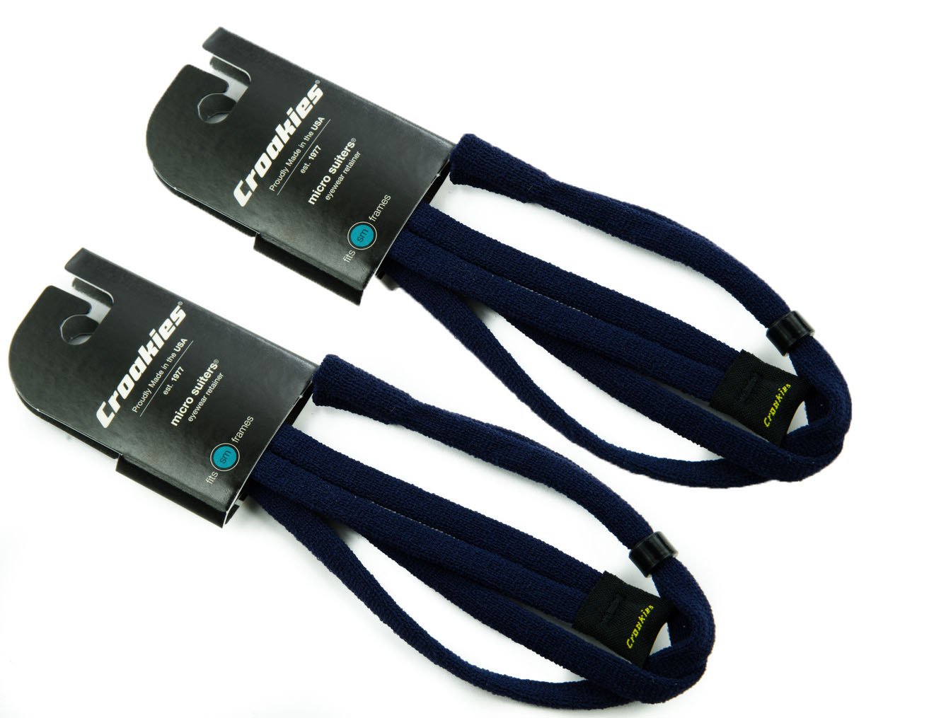 Croakies Navy Micro Suiter Eyewear Retainer Adjustable Blue Size Small (2-Pack)