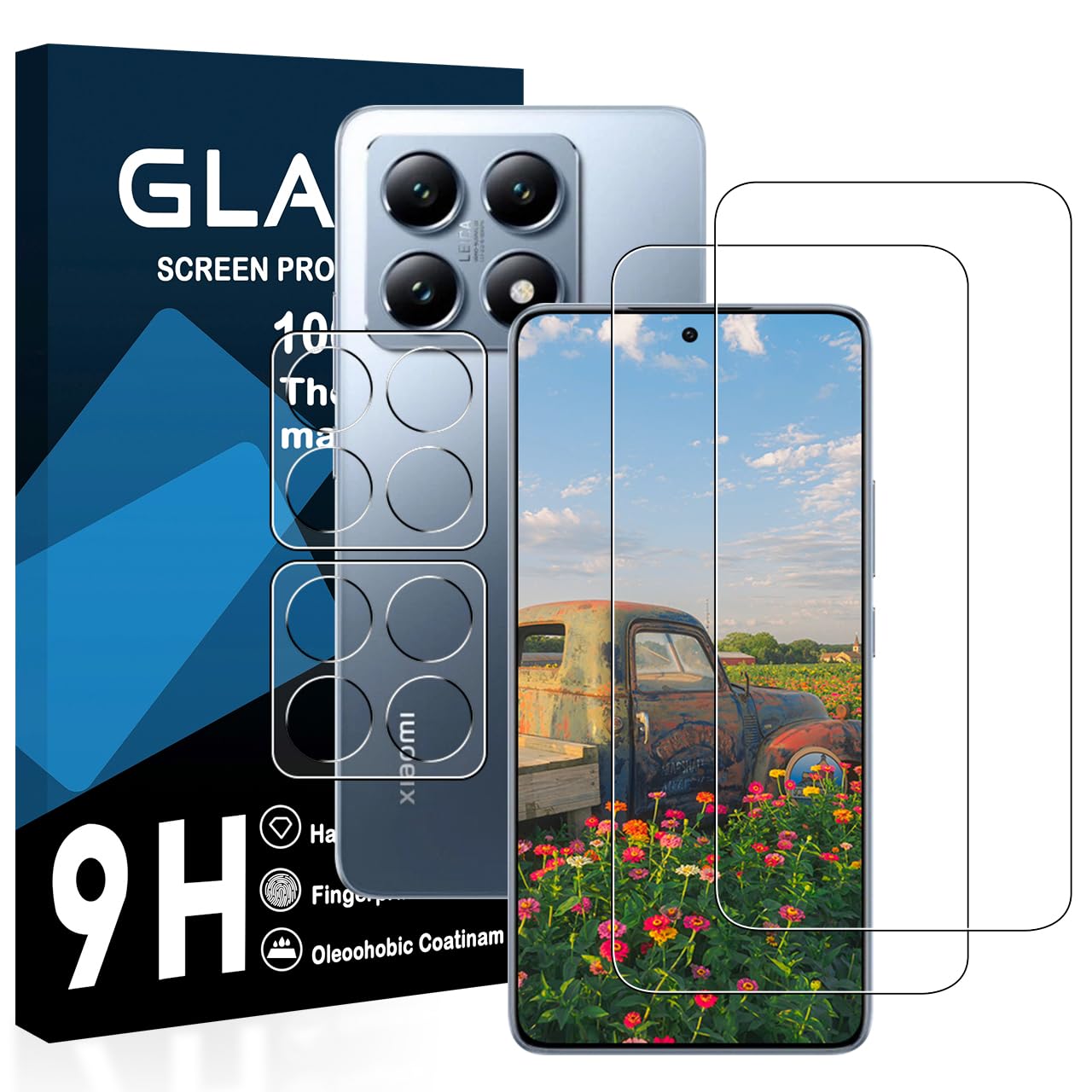 対応 XiaoMi 14T ガラスフィルム 【2+2枚セット-国産AGC旭硝子ガラス】 対応 Xiaomi 14T フィルム（２枚入り） + レンズフィルム（２枚入り）シャオミ 14T 液晶 シャオミ 14 T 保護フィルム 強化ガラス 硬度9H 2.5Dラウンドエッジ加工 気泡ゼロ スクラッチ防止 飛散防止 衝撃吸収 高透過率 撥油性 指紋防止 超高タッチ感度
