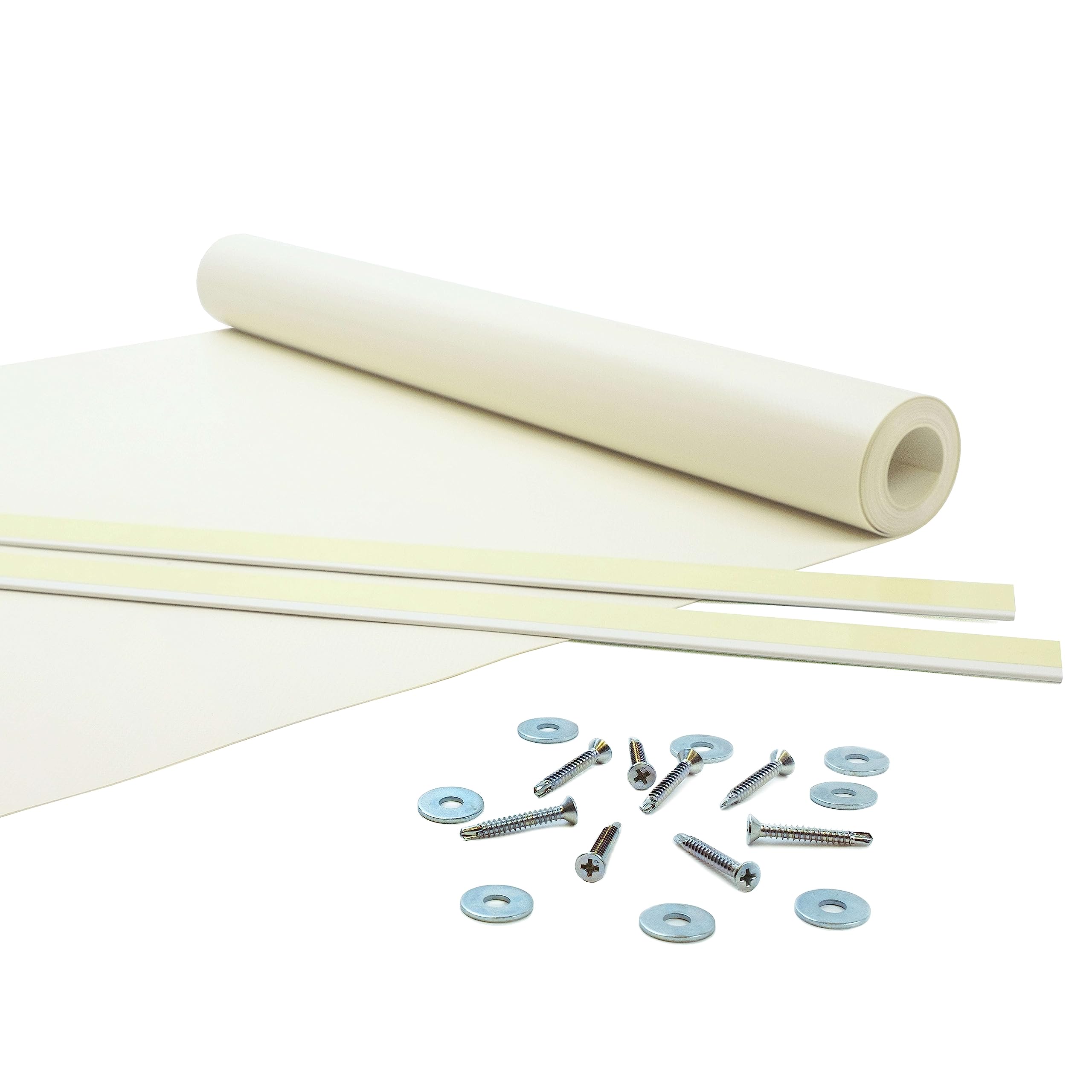 Giuri Tessuti - Fasce in PVC Pieno per Copertura ad Onda di Gazebo e Pergola - Telo ombreggiante ignifugo (Panna, 45x350cm)