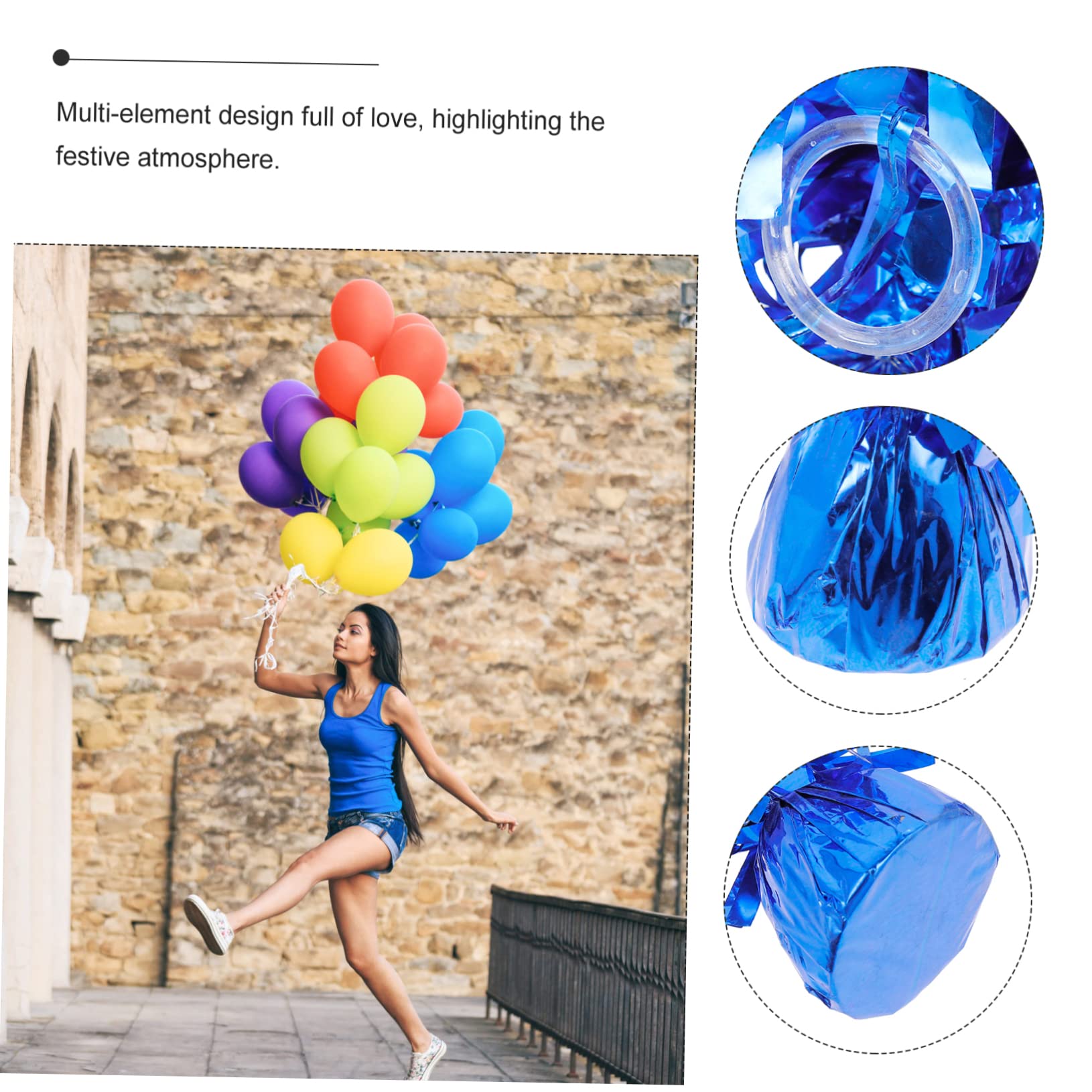 Blocchi Peso per Palloncini 12 Pezzi in Alluminio Blu | Calcestruzzo Rivestito, Design Foro Piccolo, Decorazione Creativa per Shower e Cerimonie di Laurea