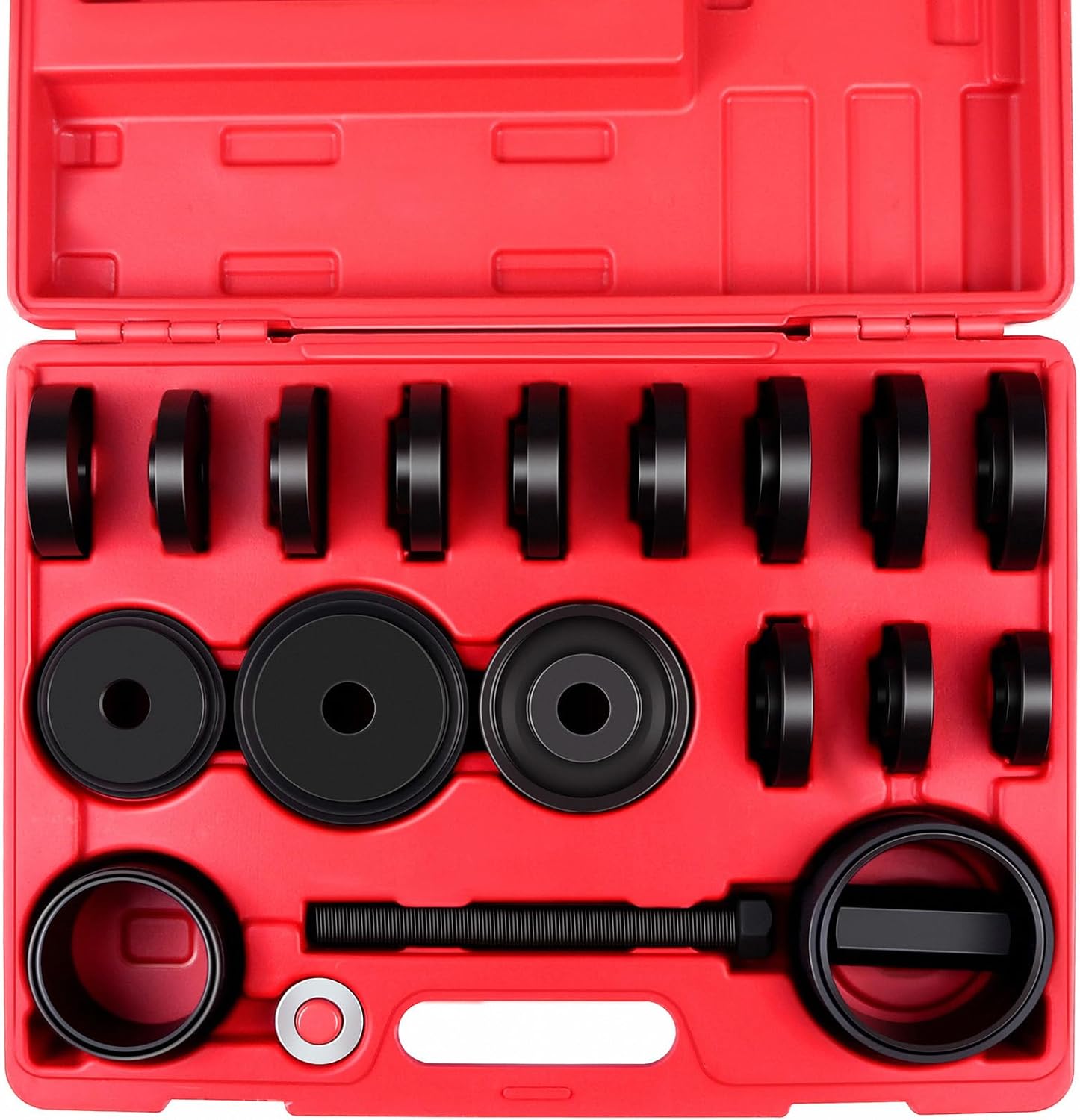 SCITOO Wheel Bearing Press Kit for Front Wheel Drive Bearing Removal & Installation, 22pcs Wheel Bearing Puller Tool Set with Sliding Screws Universal Bushings Sleeves Storage Case