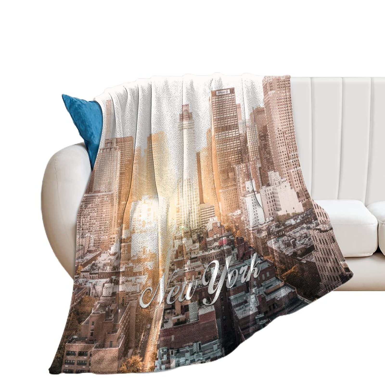 Couverture flanelle New York épaisse contre le froid du salon