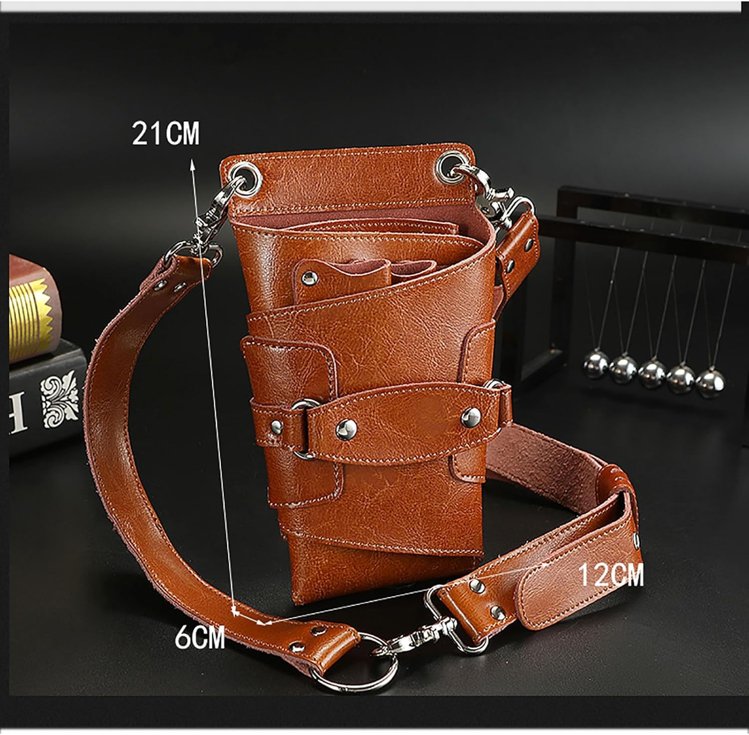Hairdressing Barber Bag,Genuine Leather Salon Hairdresser Shear Tools Holster Tool Belt Carry Case