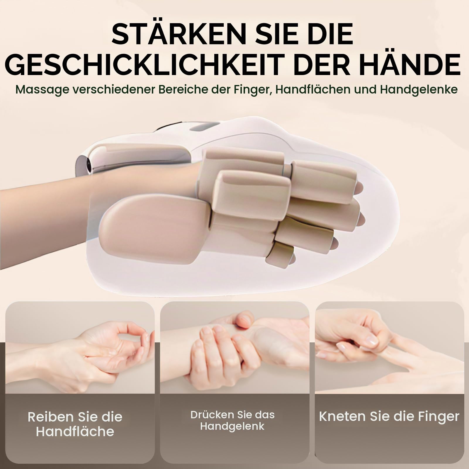 Handmassagegerät mit Wärmefunktion, Intelligenter Handmassager, 3 Massageprogrammen, 5 Presse Ebenen Handschuh, Handschuhe Hand Massager, FüR Linderung Von Arthritis, Handkrankheiten (A)