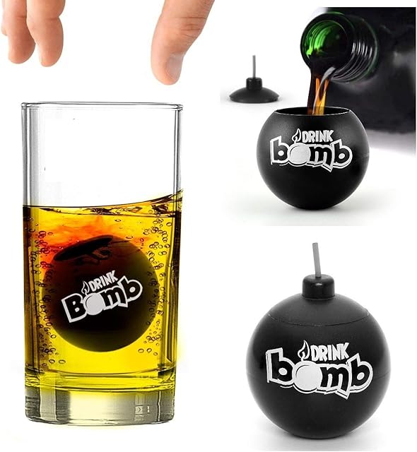 Bar Amigos Novelty Drink Bomb Shots And Cocktail Menu Recipe Ideas Cards, Black, Set of 4, 25 ml - Add to Shot Glasses Ideal for Jagermaister Red Bull Parties