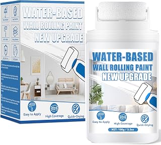 Yeardera White Wall Touch Up Paint with Roller - Quick-Dry Water-Based for Stains, Scratches, Ceilings, Drywall