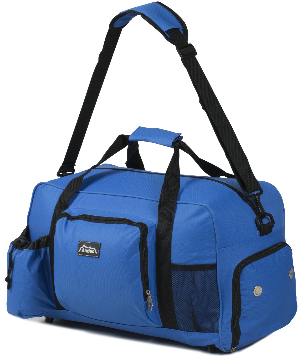 Andes 40 Litre Blue Sports Gym Travel Bag Shoulder Holdall Luggage, Includes Shoe Pocket, Drinks Pocket and Adjustable Shoulder Strap
