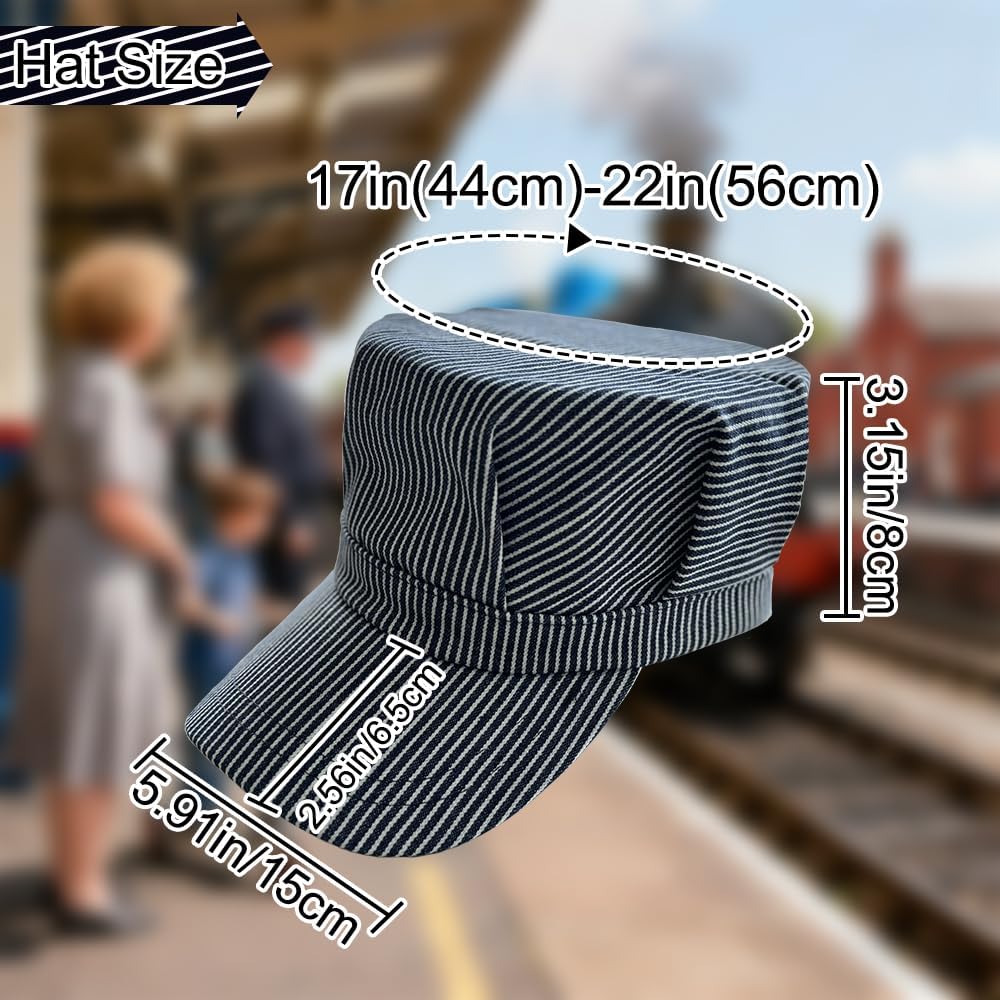 Train Conductor Hat&Paisley Bandanna Engineer Cap Train Conductor Costume Dress Up Kit for choo-themed Birthday Parties,Halloween,Masquerade Balls,Christmas - Image 3