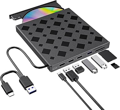 8-in-1  DVD  USB 3.0 Type-C CD  SD/TF &USB     CD/DVD +/-RW     PC  Windows Mac OS Linux