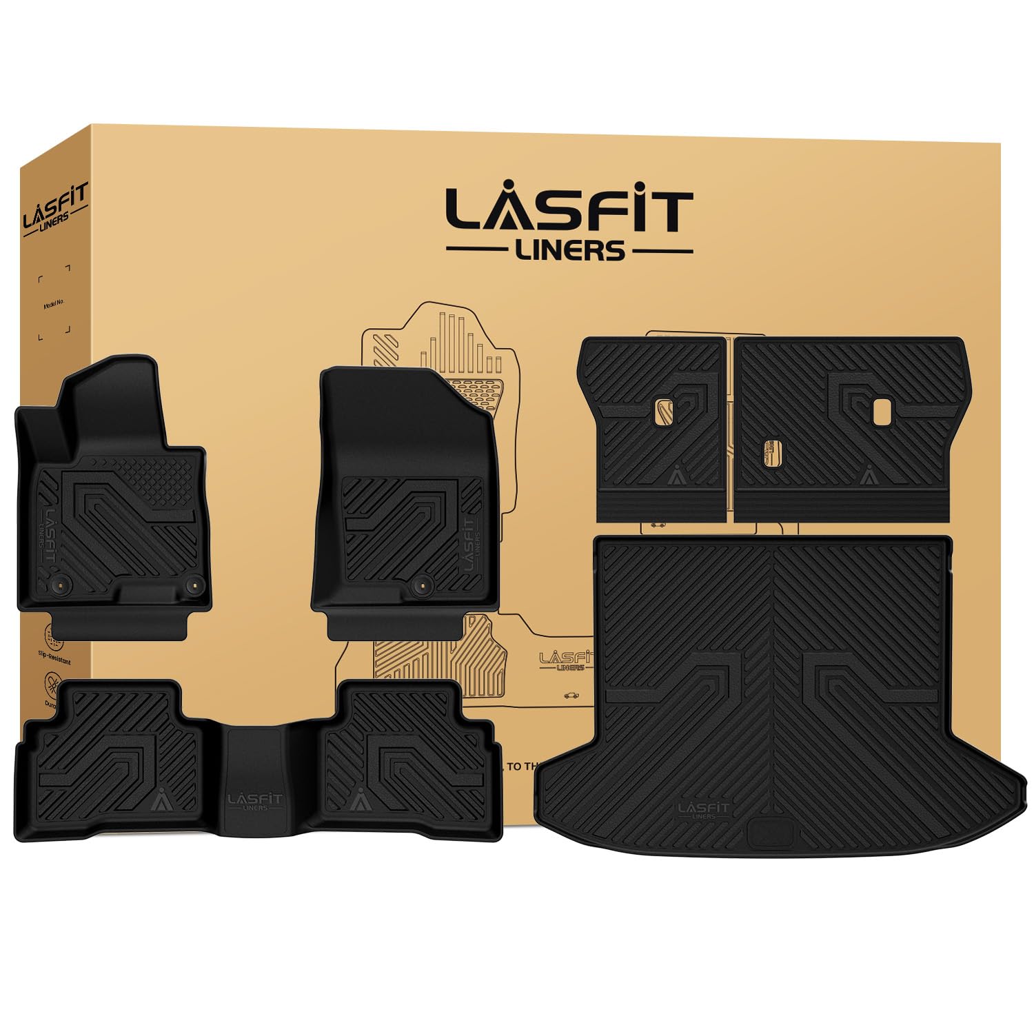 LASFIT Floor Mats & Cargo Mat with Seatback for Hyundai Tucson 2022-2026 (Fit Hybrid & Cargo Floor in Highest Position Without Subwoofer), All Weather TPE Floor Liners Fit for Tucson Full Set