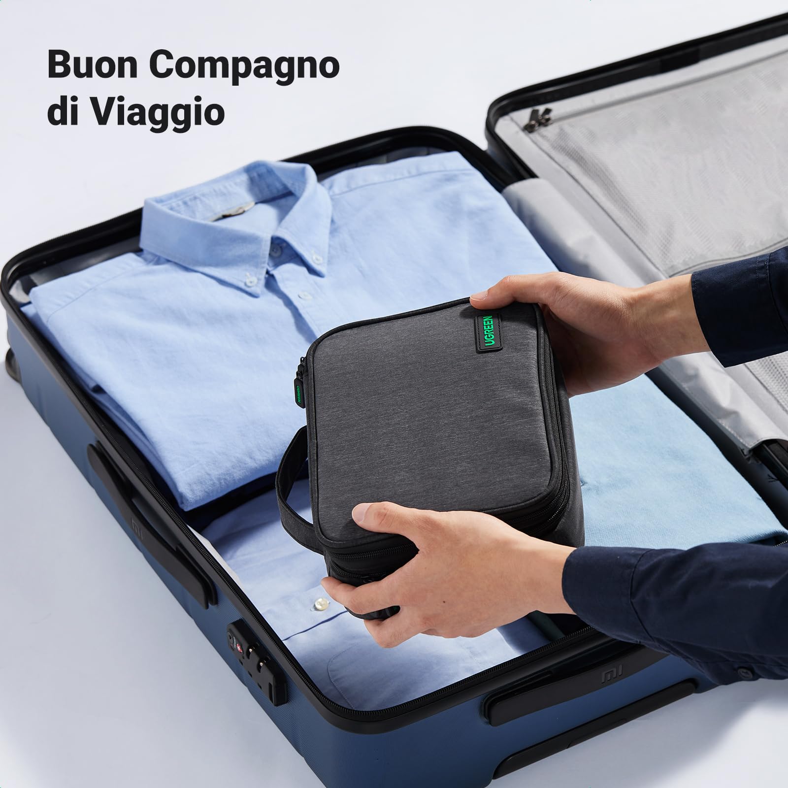 UGREEN Borsa Accessori Elettronici da Viaggio, Organizer Cavi Porta Compatibile with iPad Mini 5 4, Smartphone, Power Bank, Cable, Hard disk, ecc